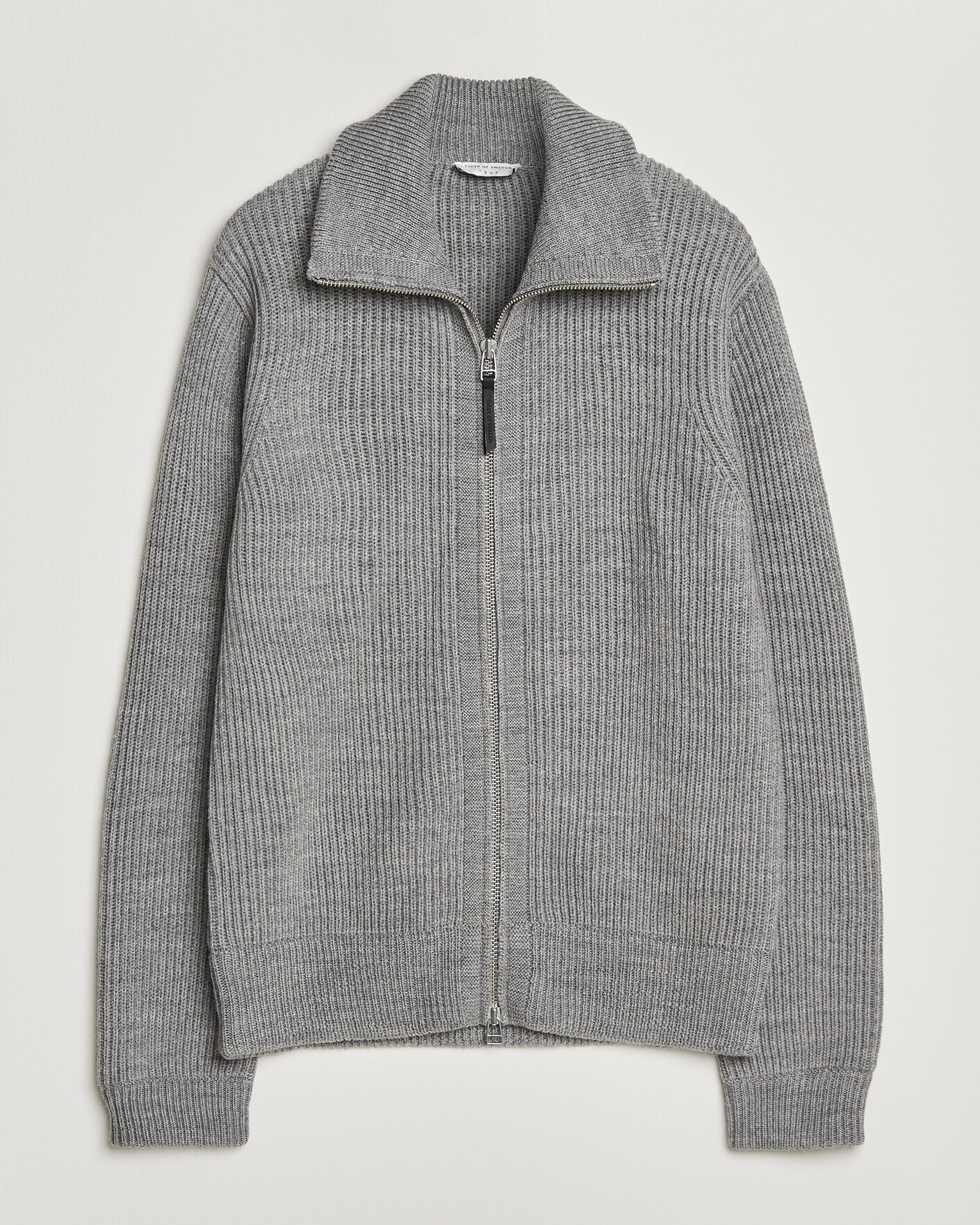 Herre | Trøjer | Tiger of Sweden | Niall Wool Heavy Knitted Full Zip Grey Melange