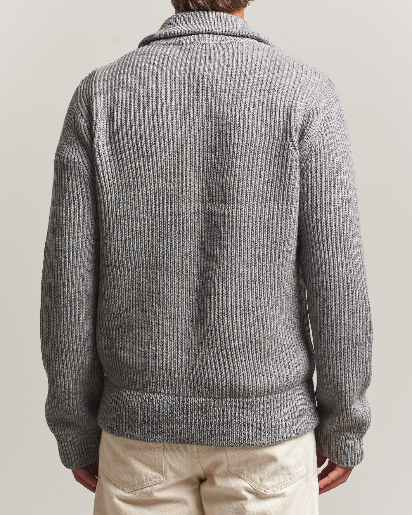 Herre | Trøjer | Tiger of Sweden | Niall Wool Heavy Knitted Full Zip Grey Melange