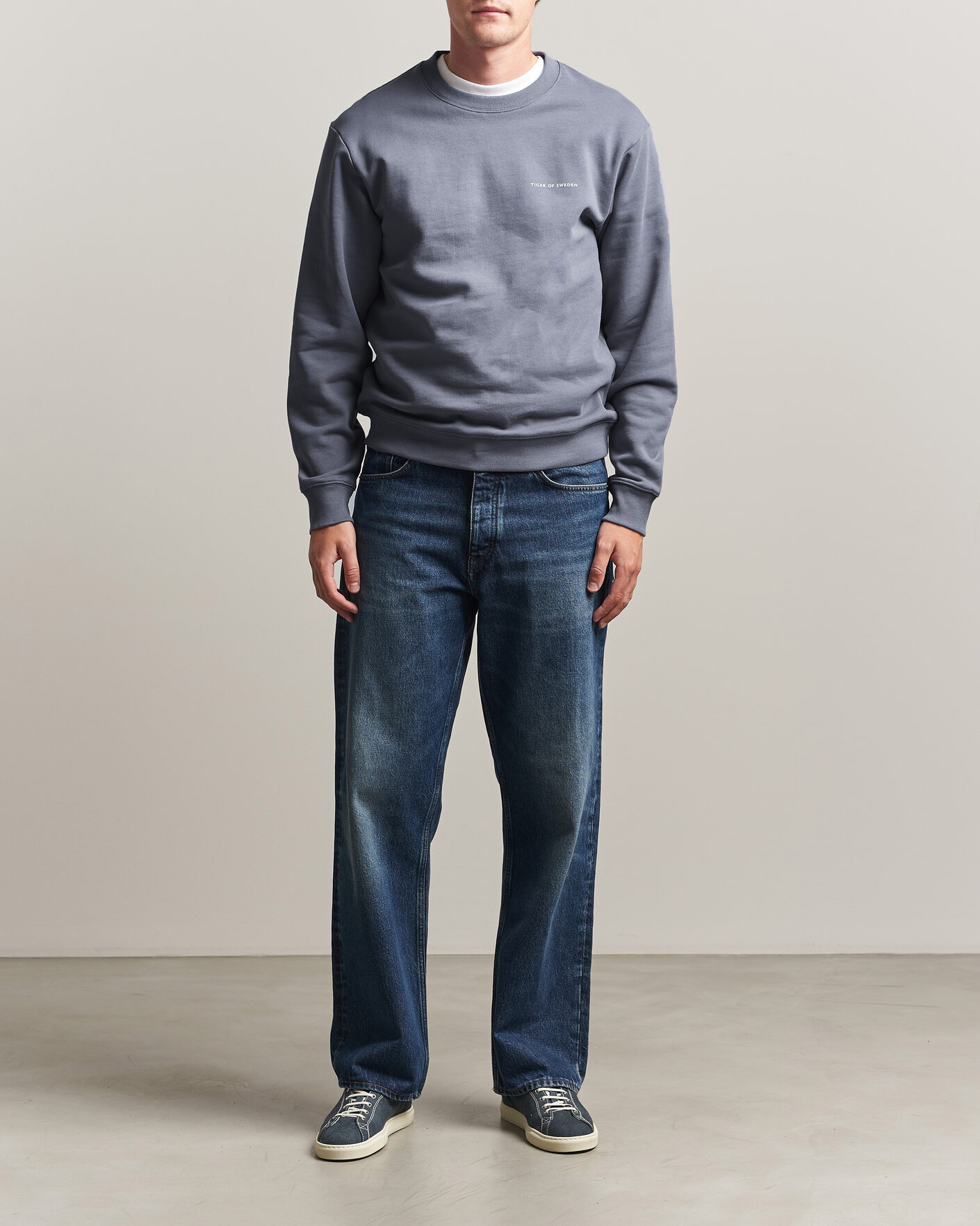 Herre | Trøjer | Tiger of Sweden | Emerson Crew Neck Sweatshirt Iron Haze