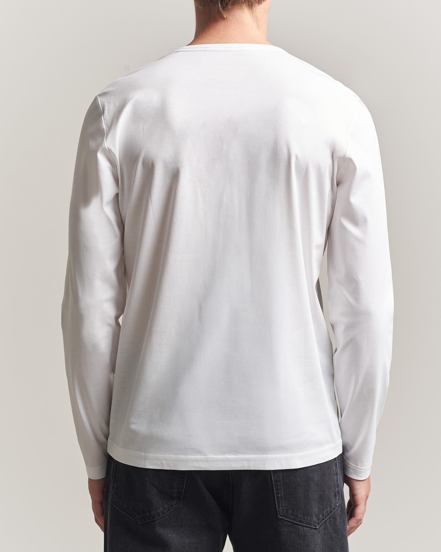 Herre | T-Shirts | Tiger of Sweden | Olaf Mercerized Cotton Long Sleeve T-Shirt Pure White