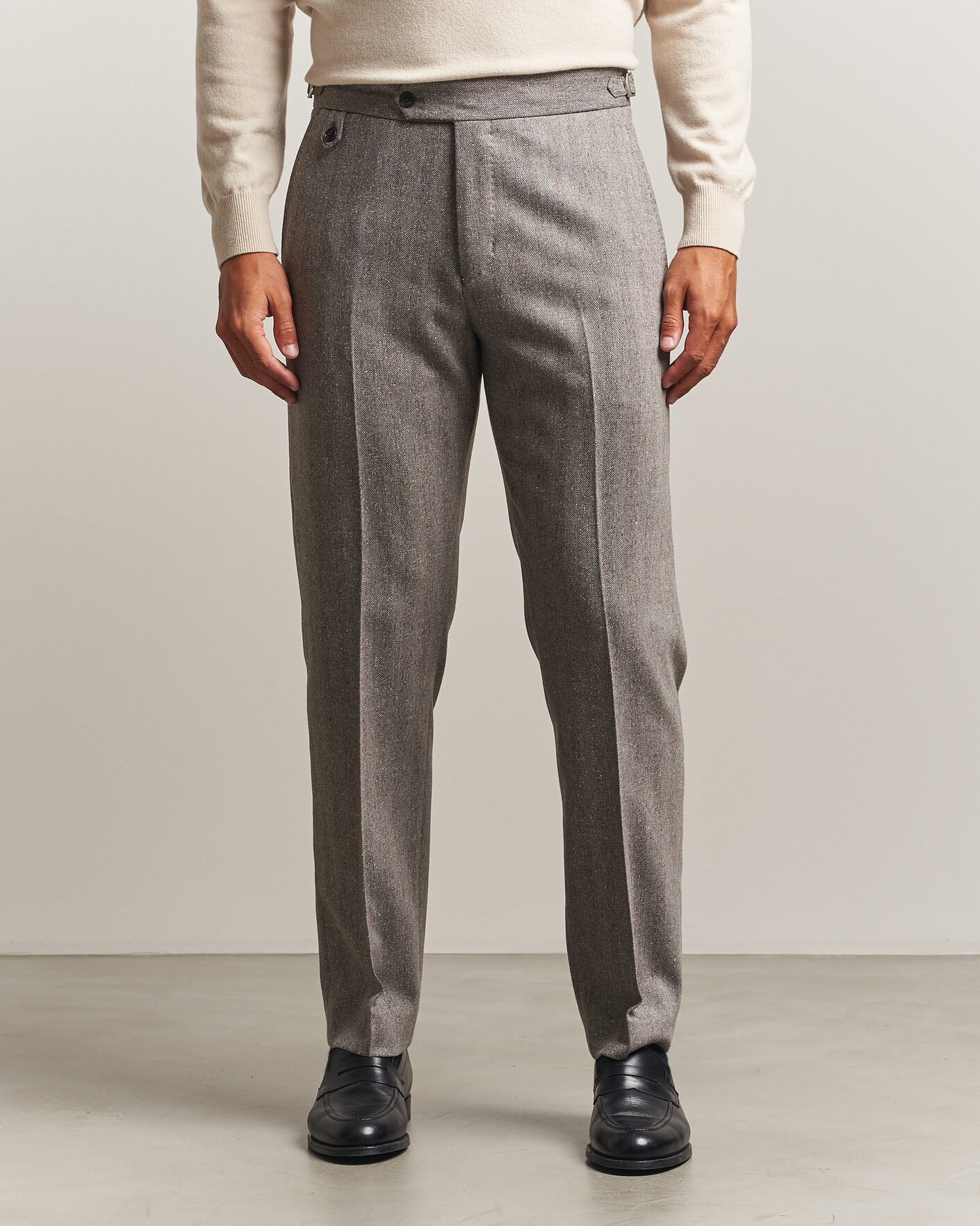Herre | Bukser | Tiger of Sweden | Tense Wool Donegal Suit Trousers Dark Stone