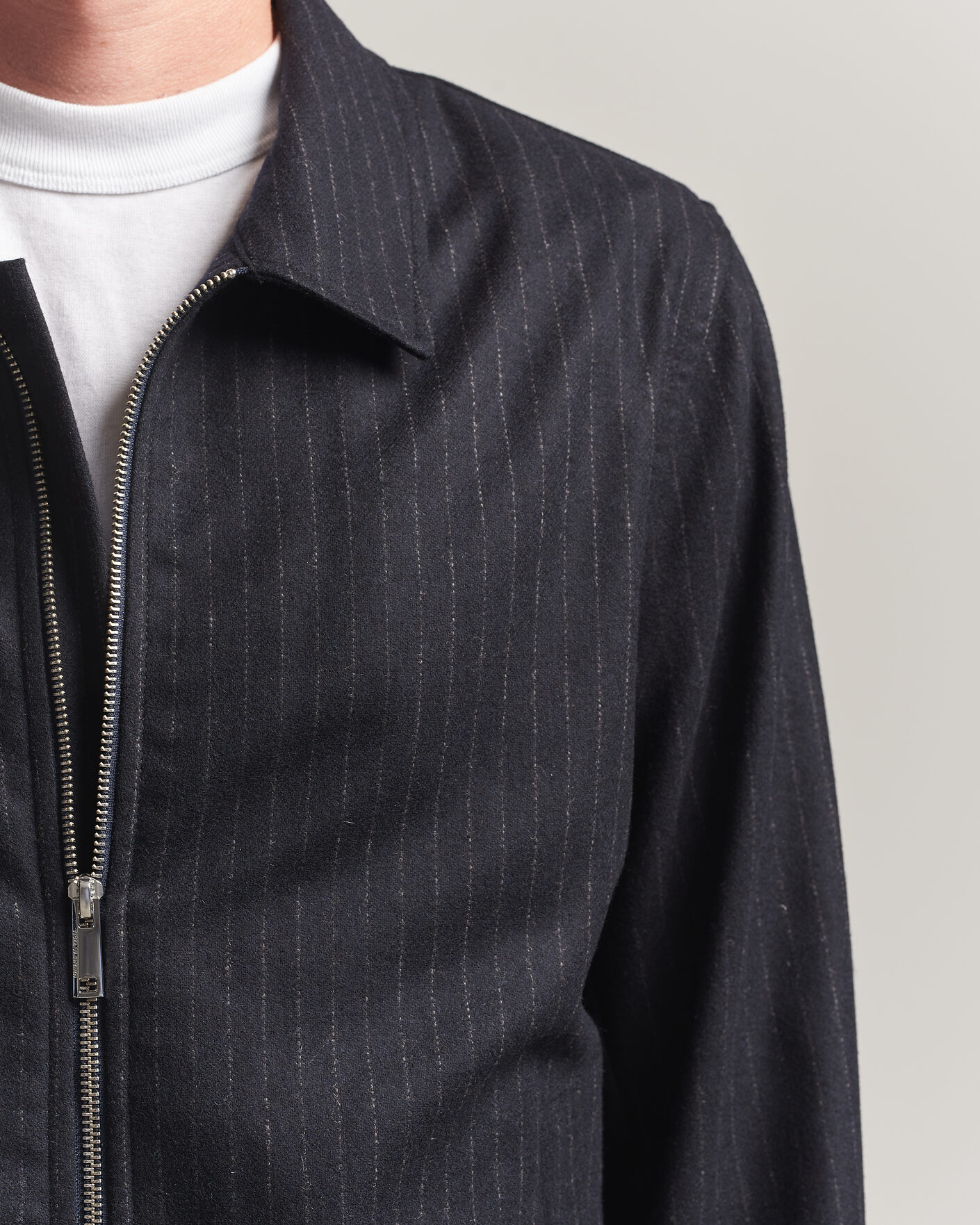 Herre | Jakker | Tiger of Sweden | Barnaby Wool Pinstriped Shirt Jacket Blue Function