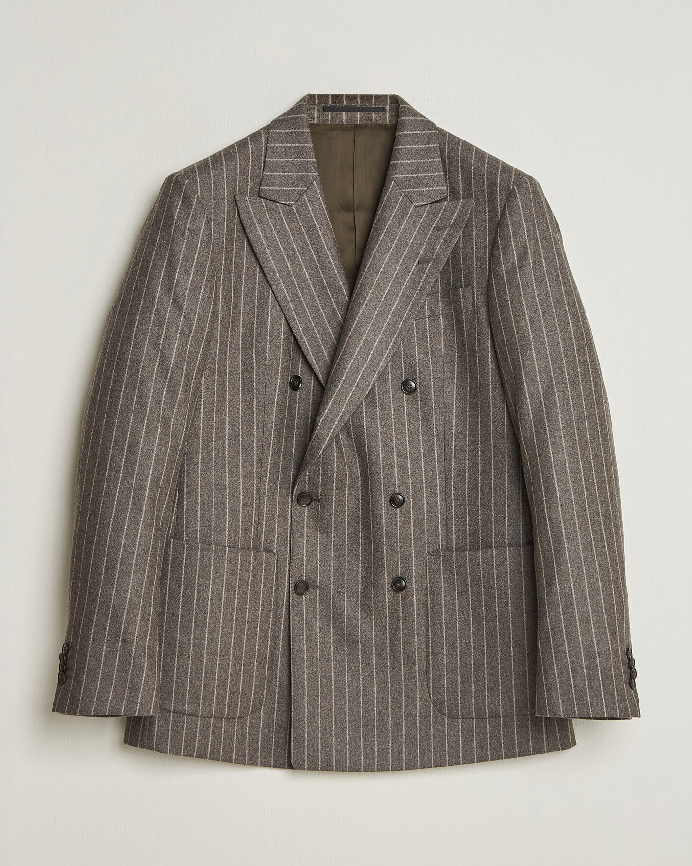 Herre | Blazere & jakker | Tiger of Sweden | Joachim Wool Double Breasted Pinstriped Blazer Grey Brown