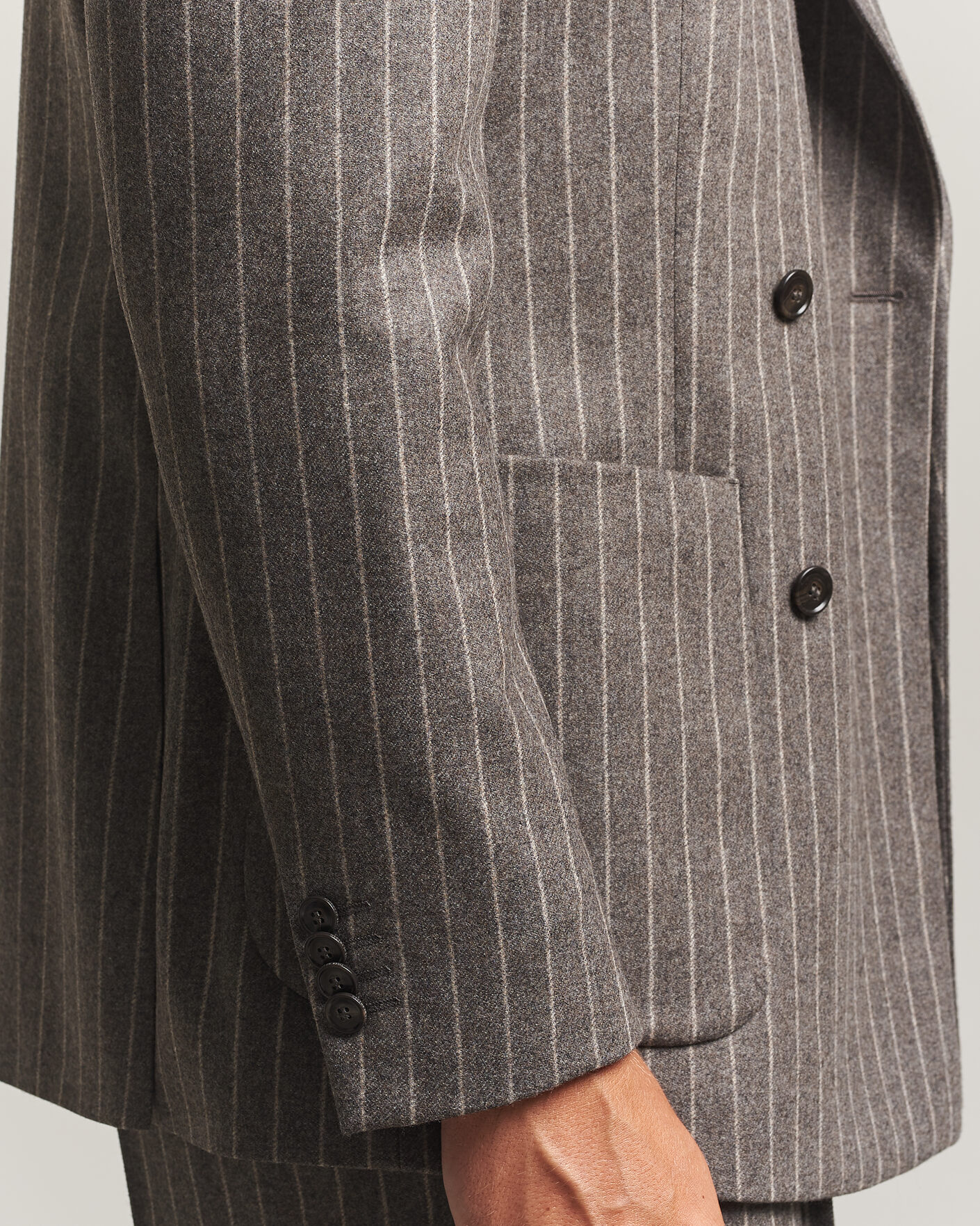 Herre | Blazere & jakker | Tiger of Sweden | Joachim Wool Double Breasted Pinstriped Blazer Grey Brown