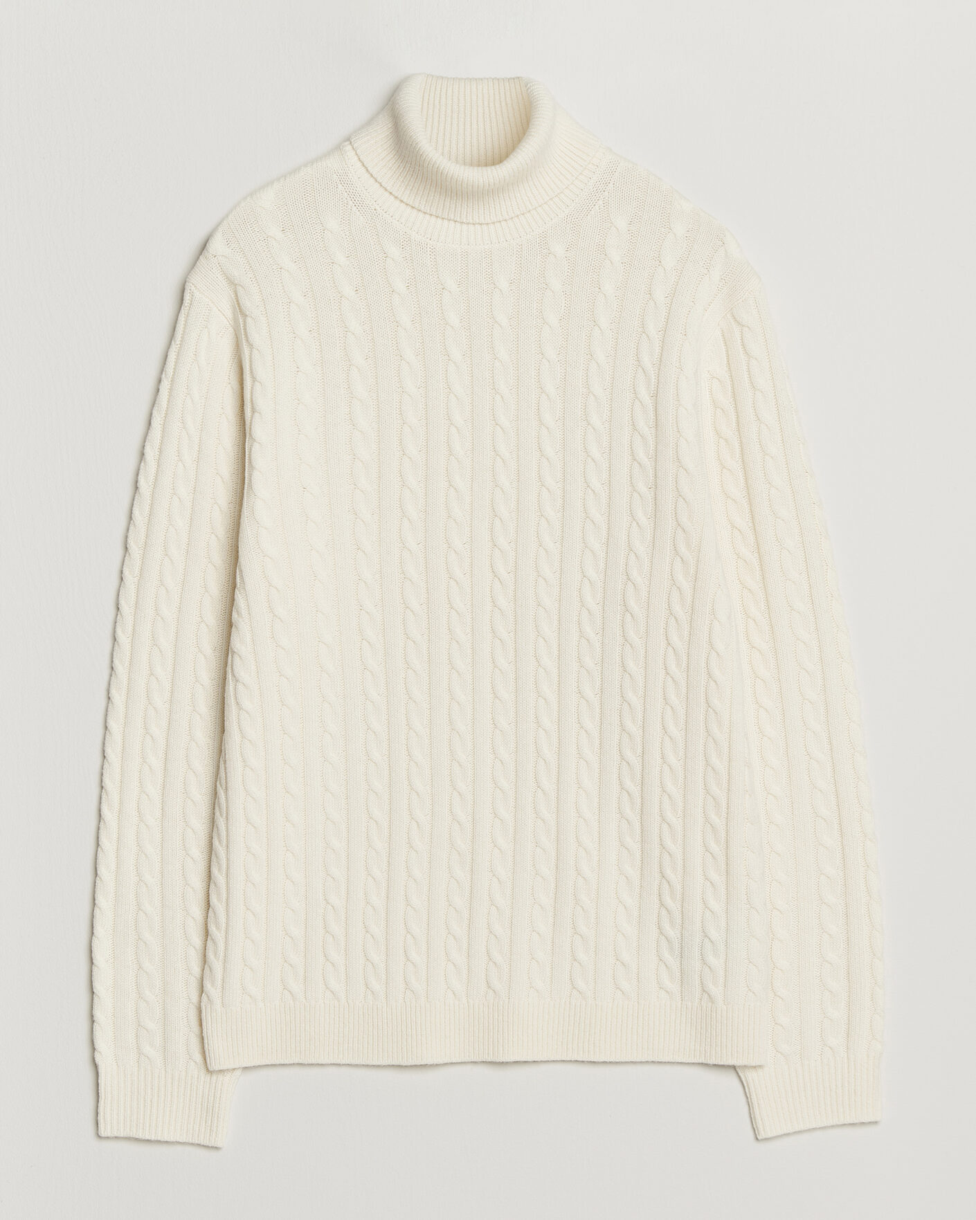 Herre | Trøjer | Tiger of Sweden | Wilde Wool/Cashmere Cable Turtleneck Porcelain Cream