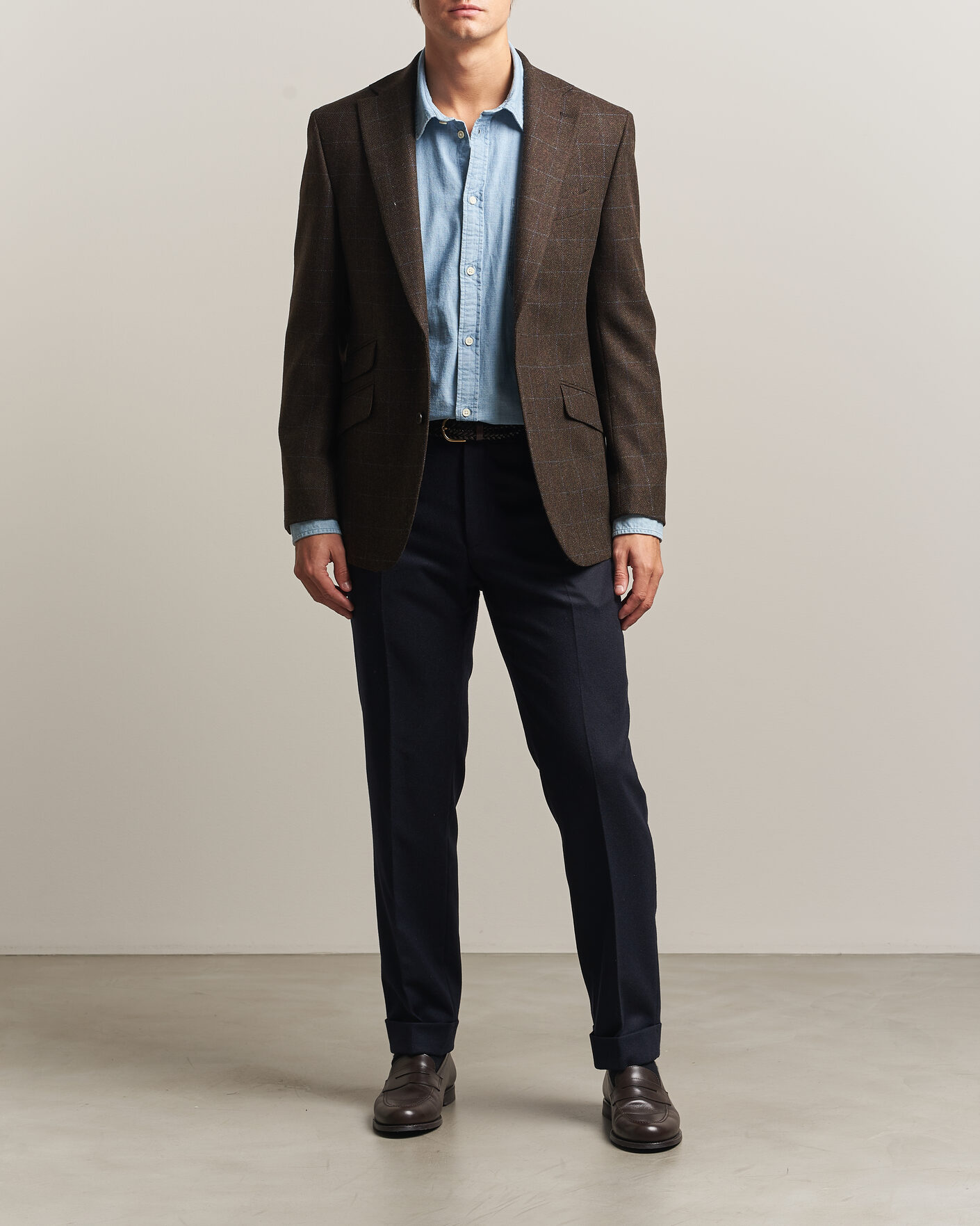 Herre | Blazere & jakker | Walker Slater | Edward Lambswool Windowpane Blazer Brown