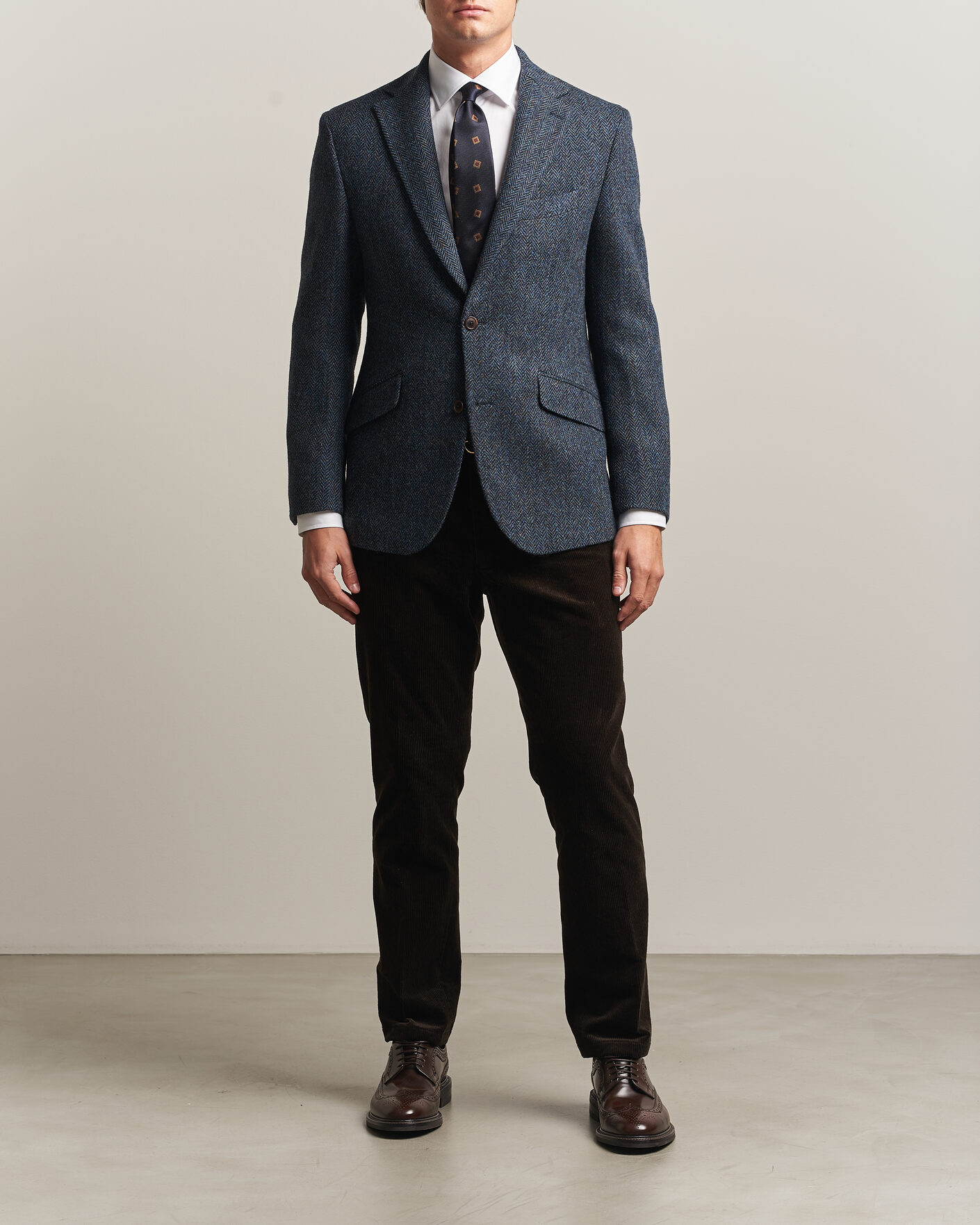 Herre | Blazere & jakker | Walker Slater | Edward Harris Tweed Herringbone Blazer Navy