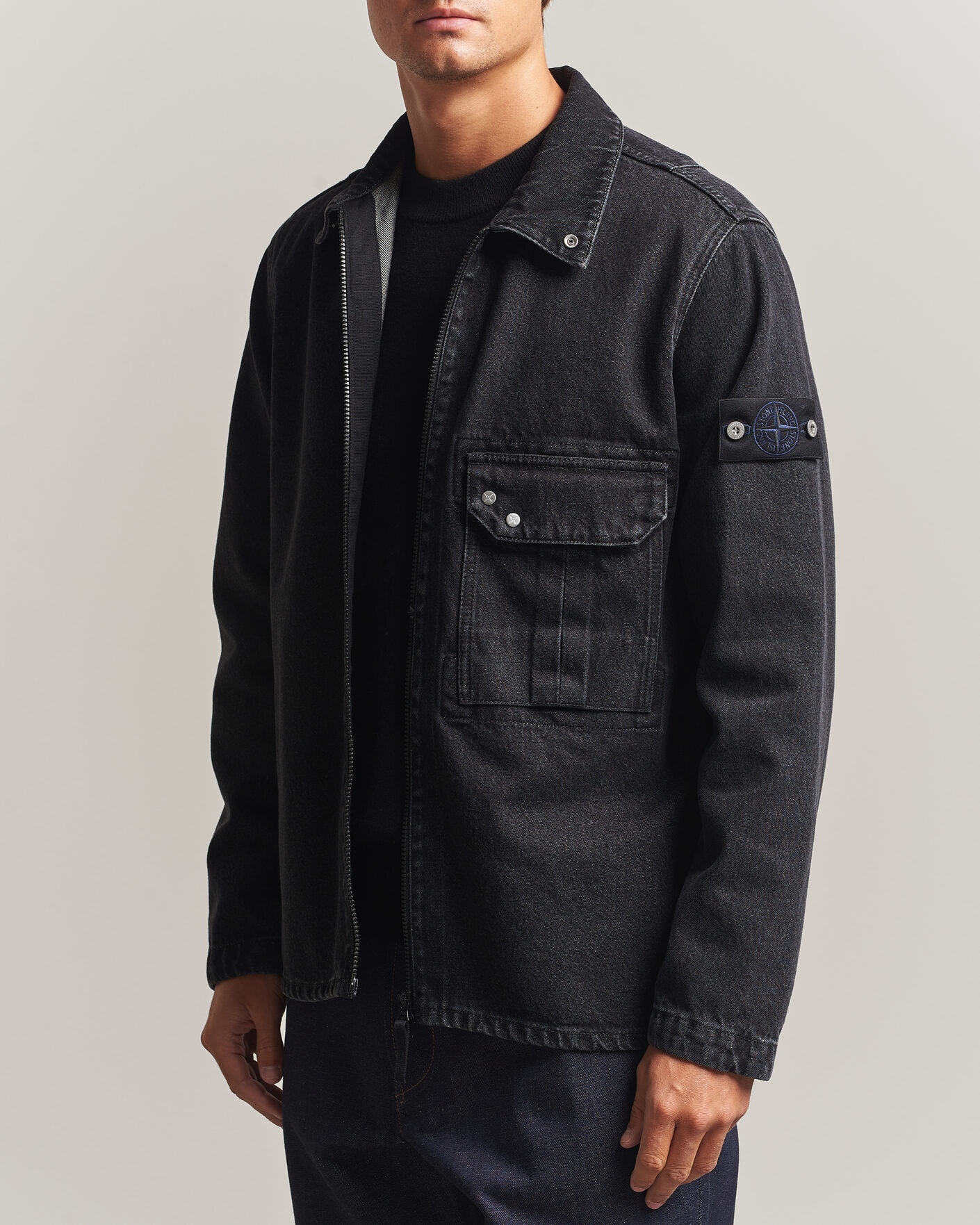 Herre | Skjorter | Stone Island | Denim Overshirt Black Medium Wash