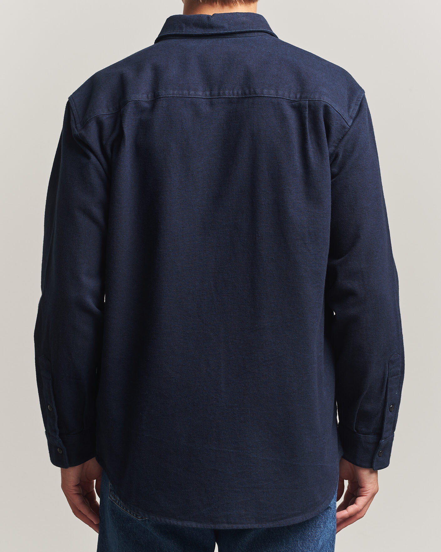 Herre | Skjorter | Stone Island | Organic Cotton Flannel Denim Shirt Indigo