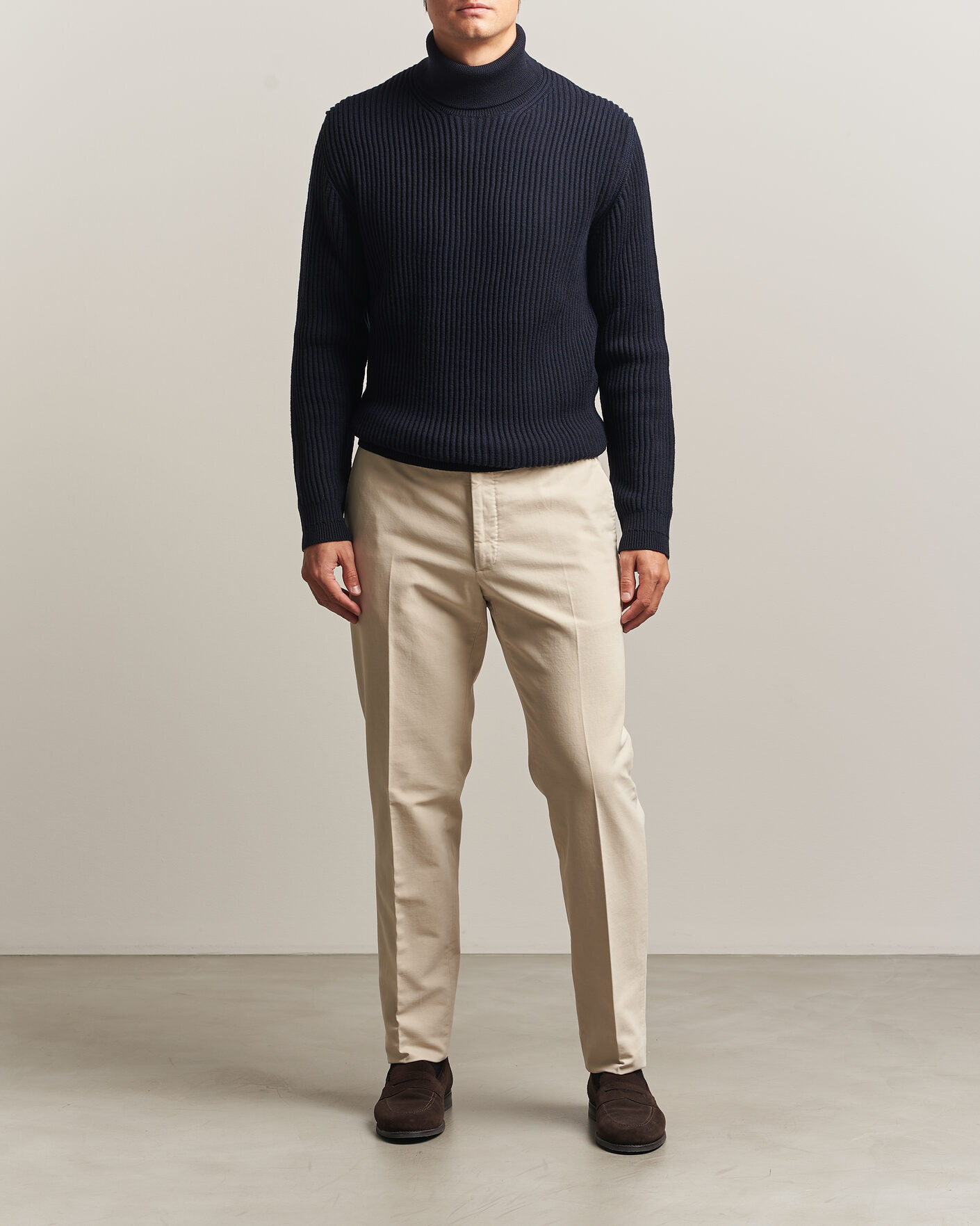Herre | Trøjer | Zanone | Fishermans Rib Rollneck Navy
