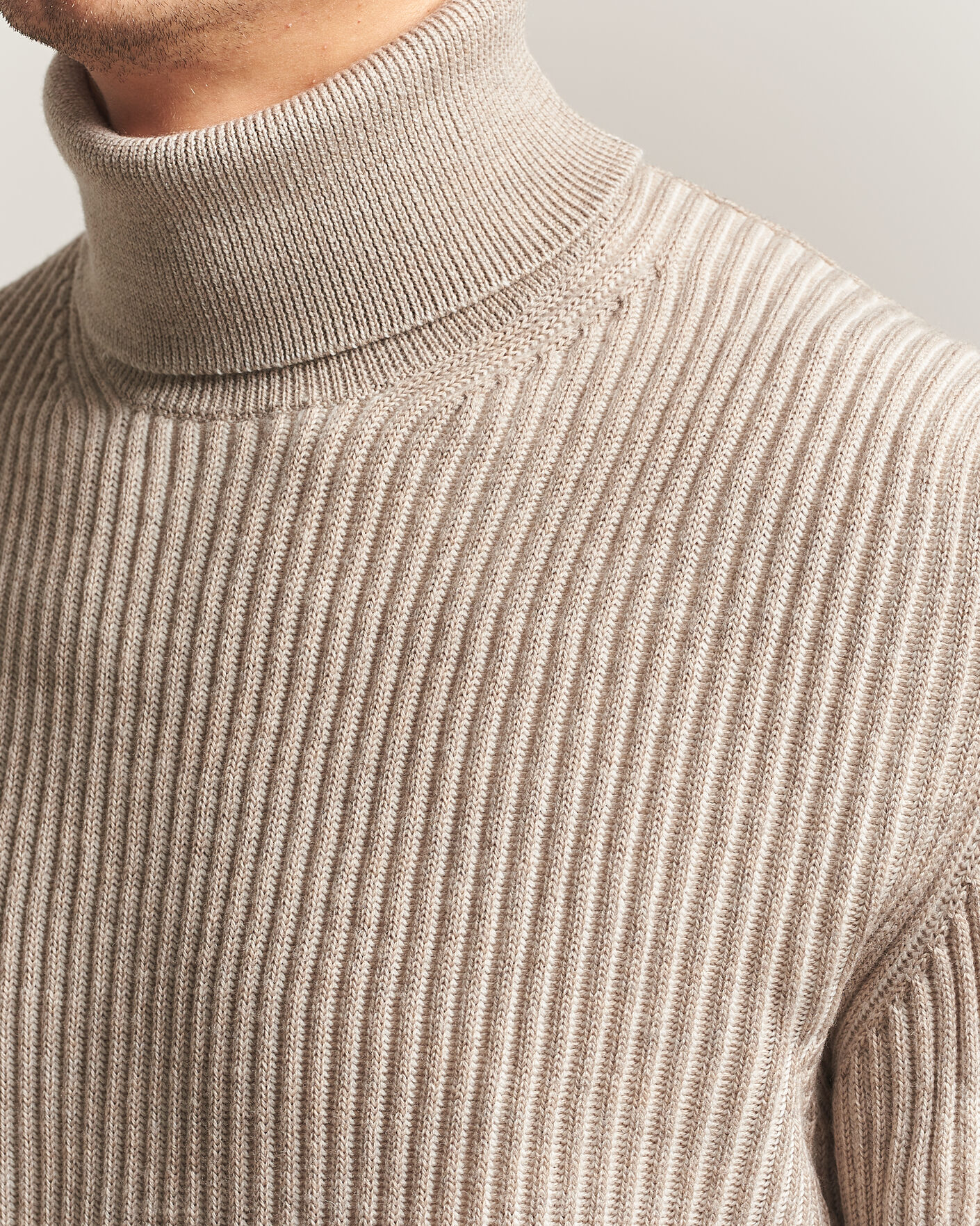 Herre | Trøjer | Zanone | Fishermans Rib Rollneck Beige