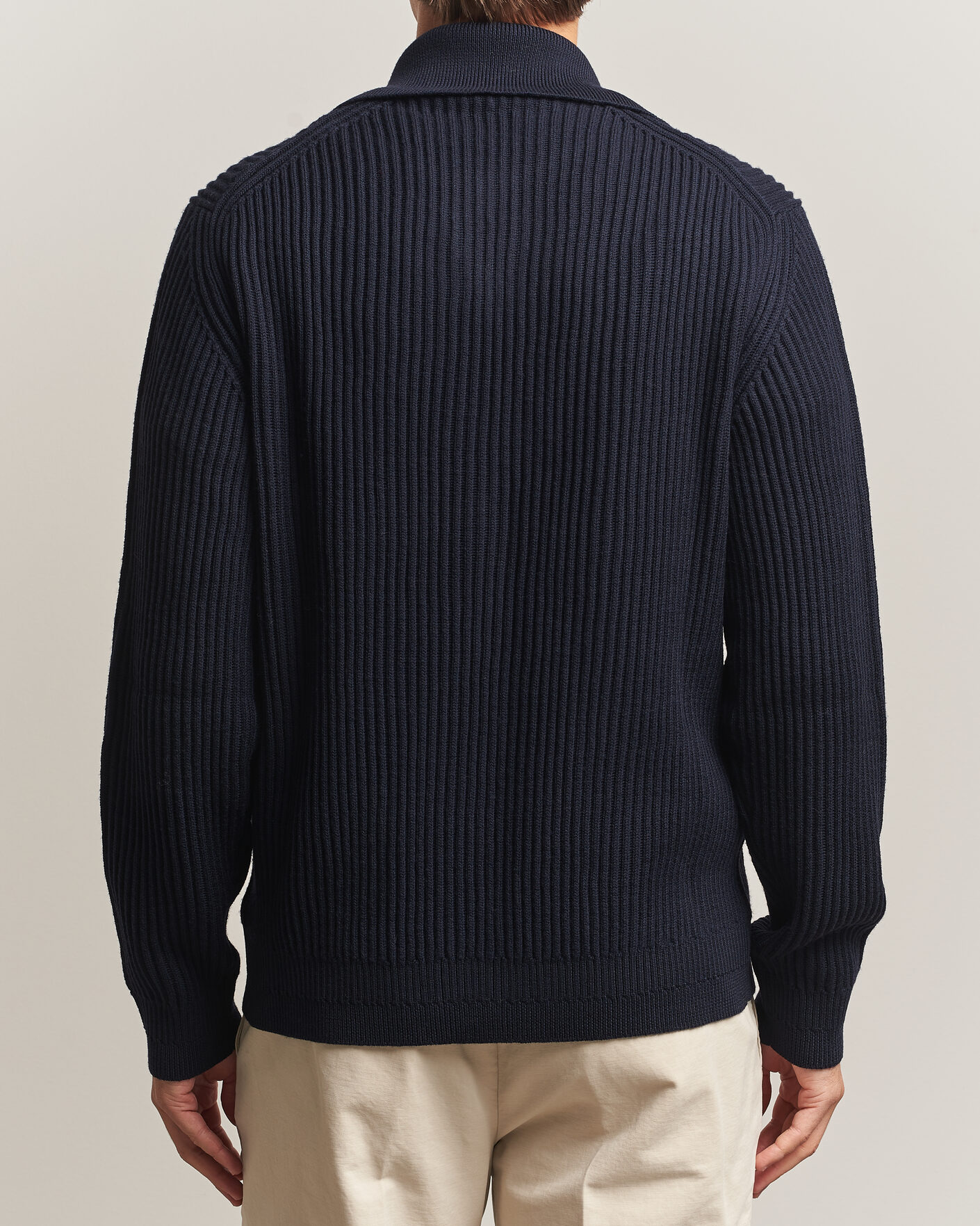 Herre | Trøjer | Zanone | Fishermans Rib Full Zip Cardigan Navy