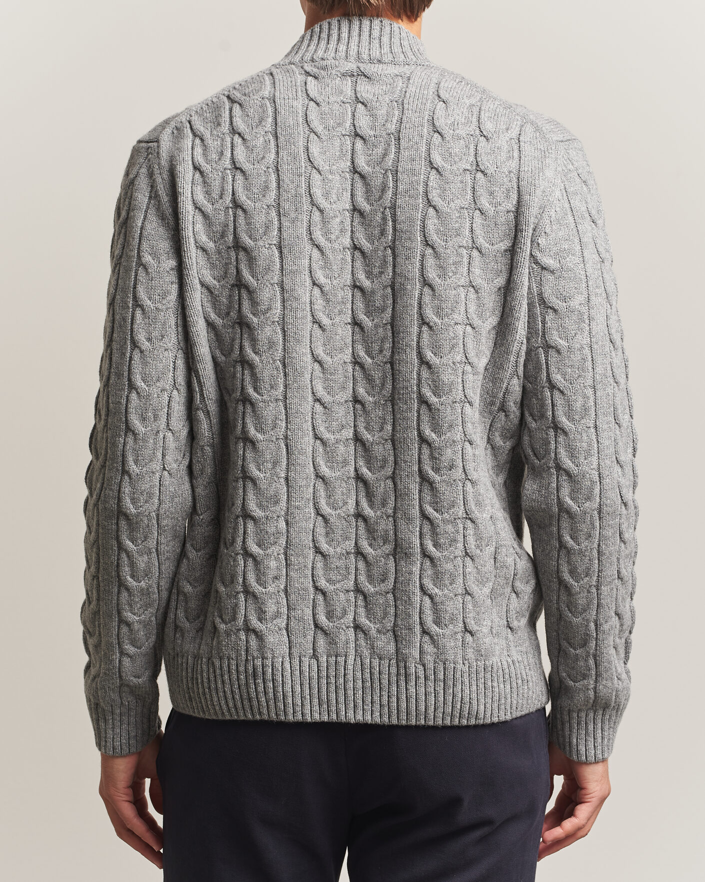 Herre | Trøjer | Zanone | Double Cable Crew Neck Grey Melange