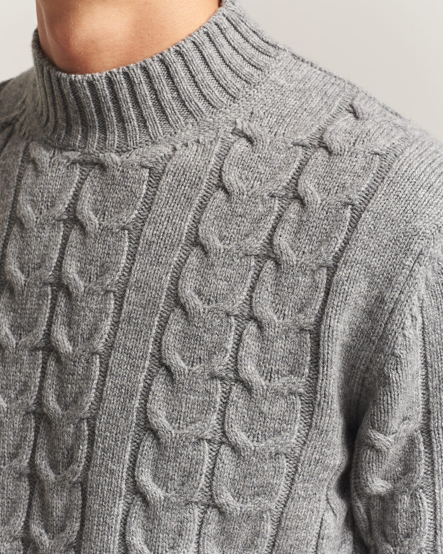 Herre | Trøjer | Zanone | Double Cable Crew Neck Grey Melange