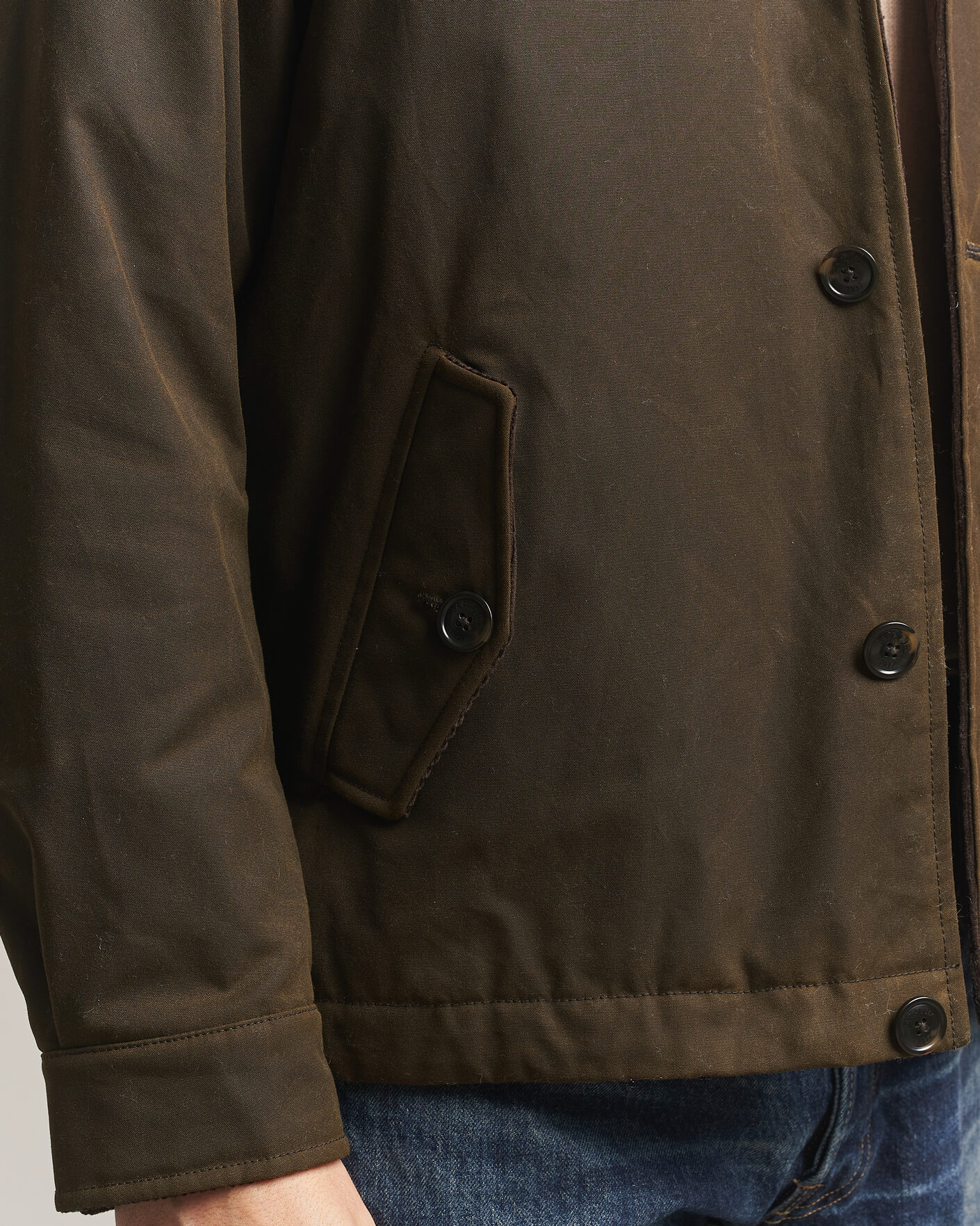 Herre | Jakker | Baracuta | Waxed Sherling Lined Deck Jacket Deep Moss