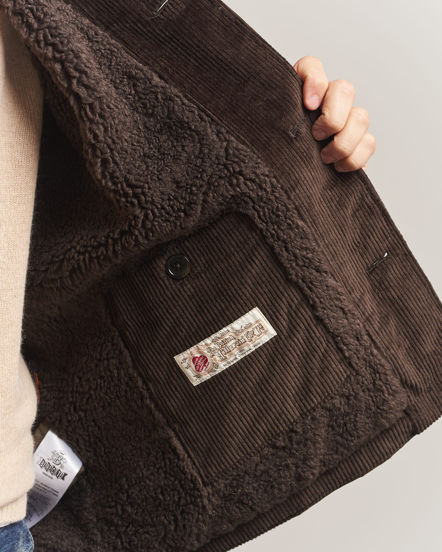 Herre | Jakker | Baracuta | Waxed Sherling Lined Deck Jacket Deep Moss
