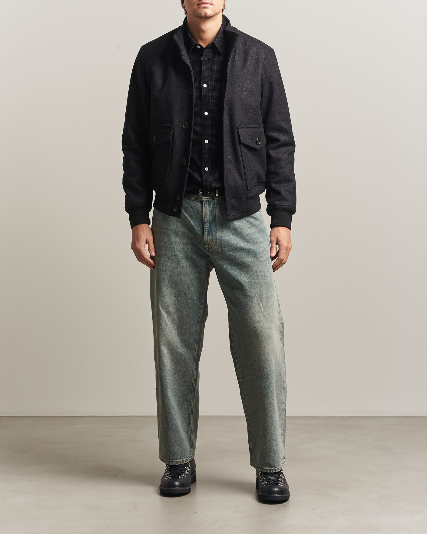 Herre | Jakker | Baracuta | Melton Wool Blouson Jacket Charcoal