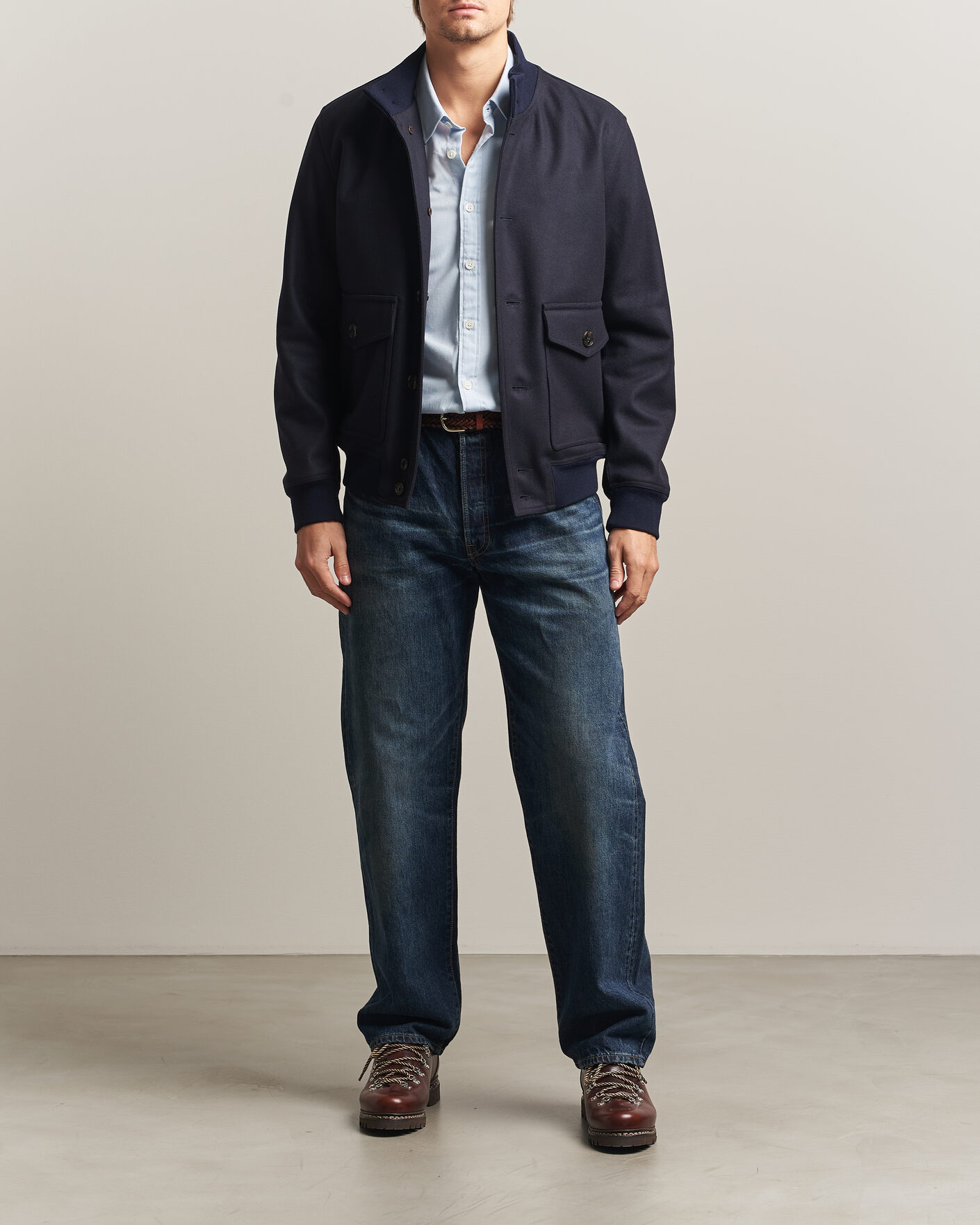 Herre | Jakker | Baracuta | Melton Wool Blouson Jacket Deep Blue