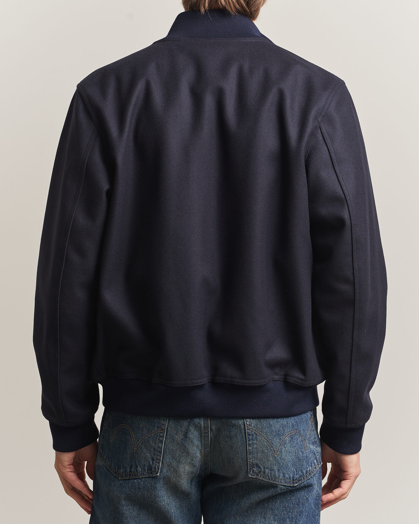 Herre | Jakker | Baracuta | Melton Wool Blouson Jacket Deep Blue