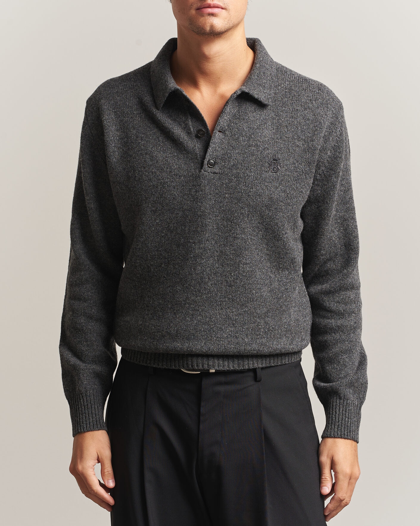 Herre | Trøjer | Baracuta | Shetland Polo Mid Grey