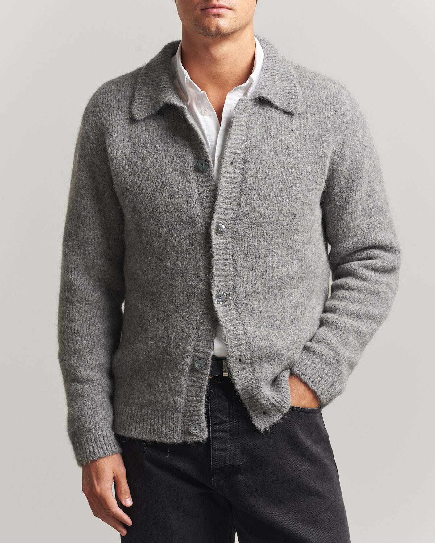 Herre | Trøjer | Sunflower | Alpacka Cardigan Grey Melange