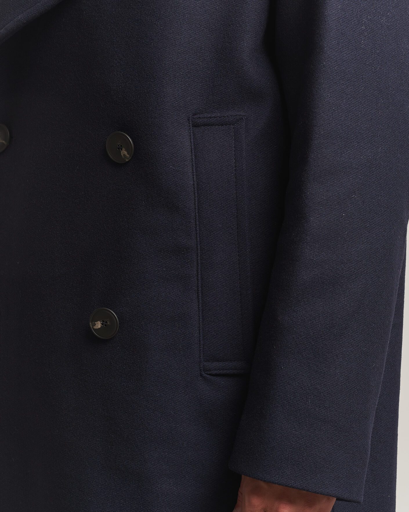 Herre | Jakker | Sunflower | Double Breasted Wool Blend Coat Navy
