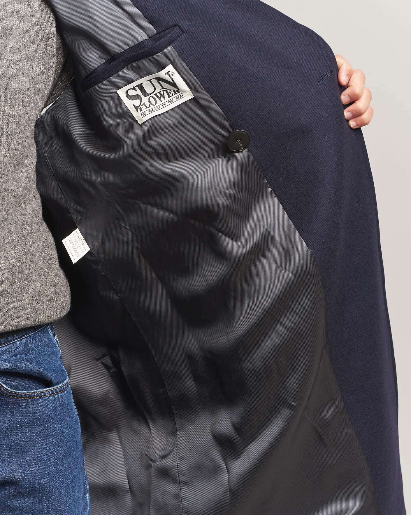 Herre | Jakker | Sunflower | Double Breasted Wool Blend Coat Navy