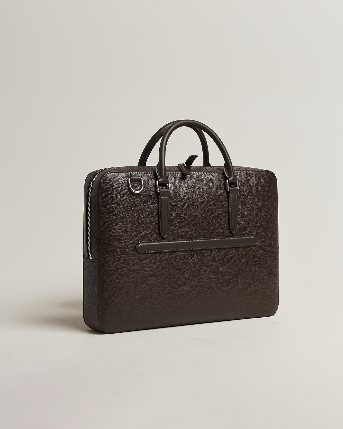 Herre | Tasker | Smythson | Ludlow Slim Briefcase With Zip Front Dark Brown