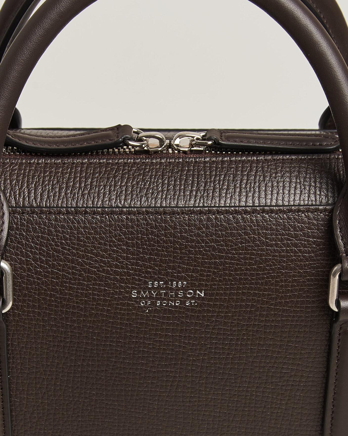 Herre | Tasker | Smythson | Ludlow Slim Briefcase With Zip Front Dark Brown