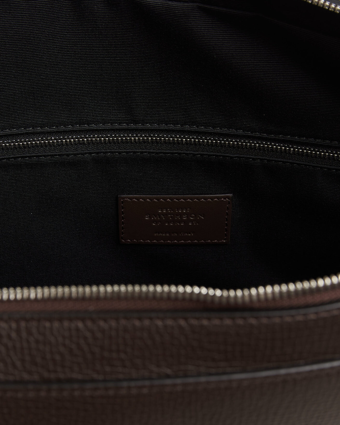 Herre | Tasker | Smythson | Ludlow Slim Briefcase With Zip Front Dark Brown