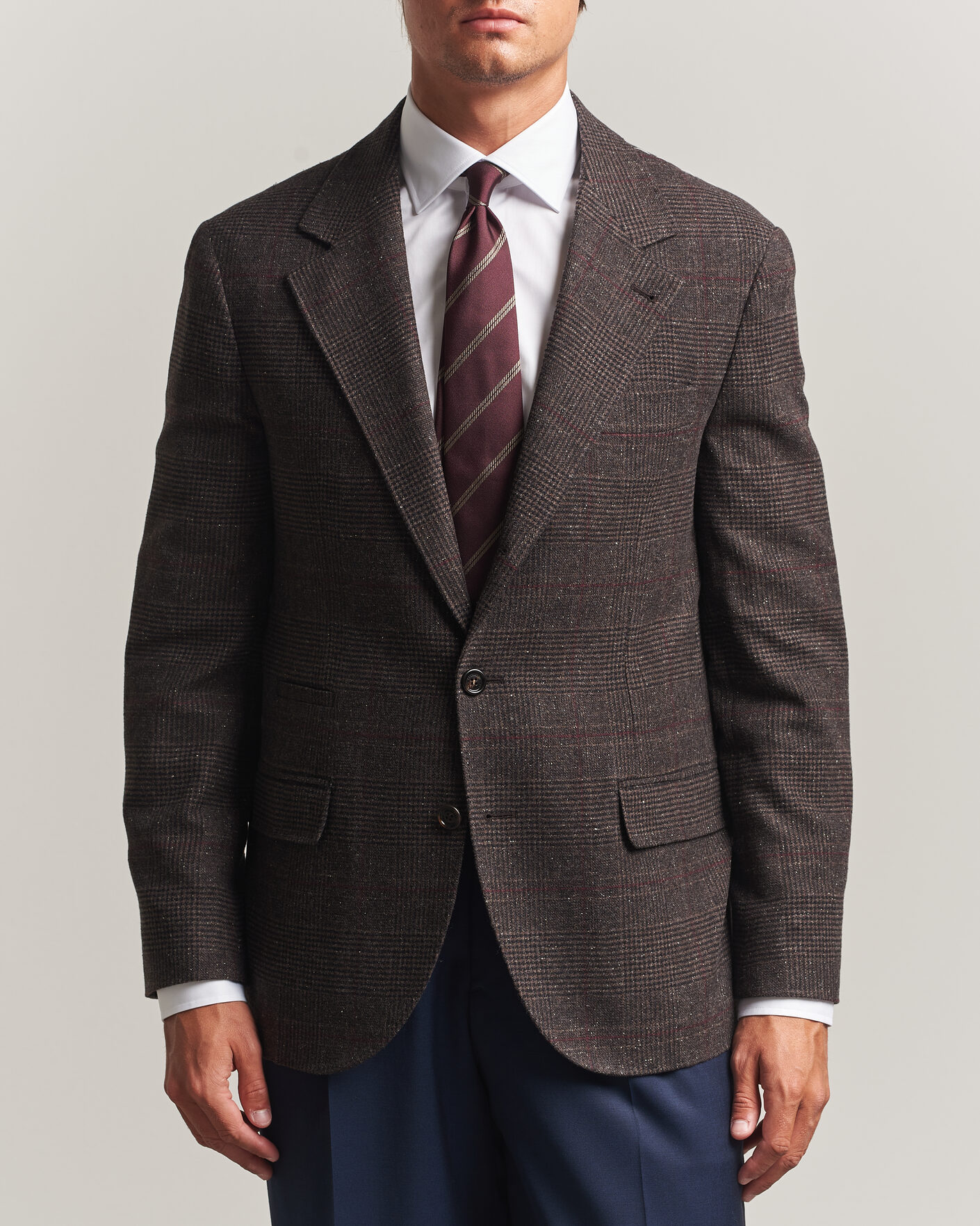 Herre | Blazere & jakker | Brunello Cucinelli | Cashmere/Silk Prince Of Wales Blazer Dark Brown