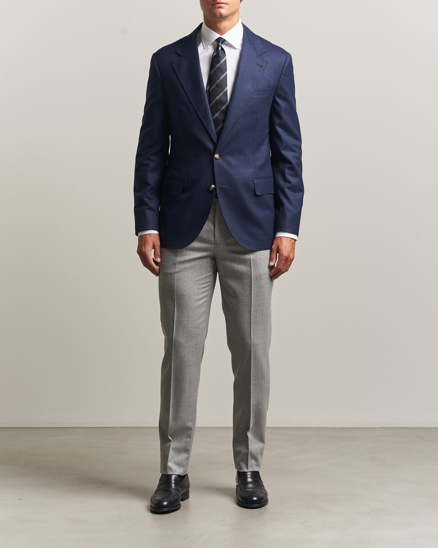 Herre | Bukser | Brunello Cucinelli | Slim Fit Flannel Trousers Light Grey