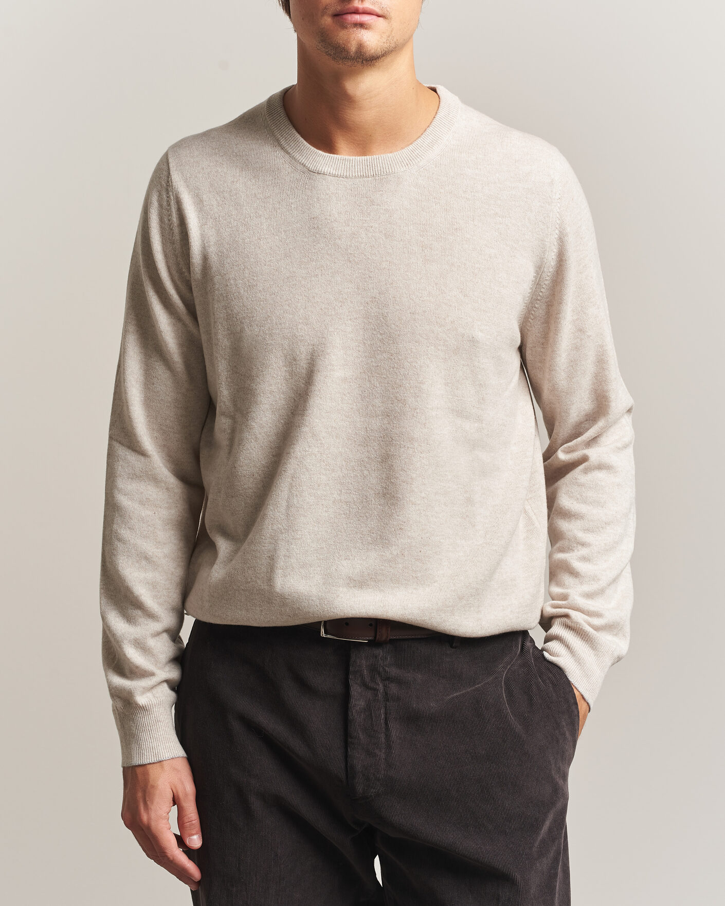 Herre | Trøjer | Brunello Cucinelli | 2 Ply Cashmere Pullover Oyster