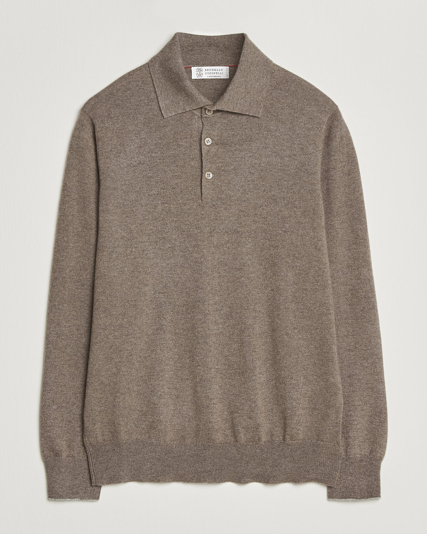 Herre | Trøjer | Brunello Cucinelli | 2 Ply Cashmere Long Sleeve Polo Brown