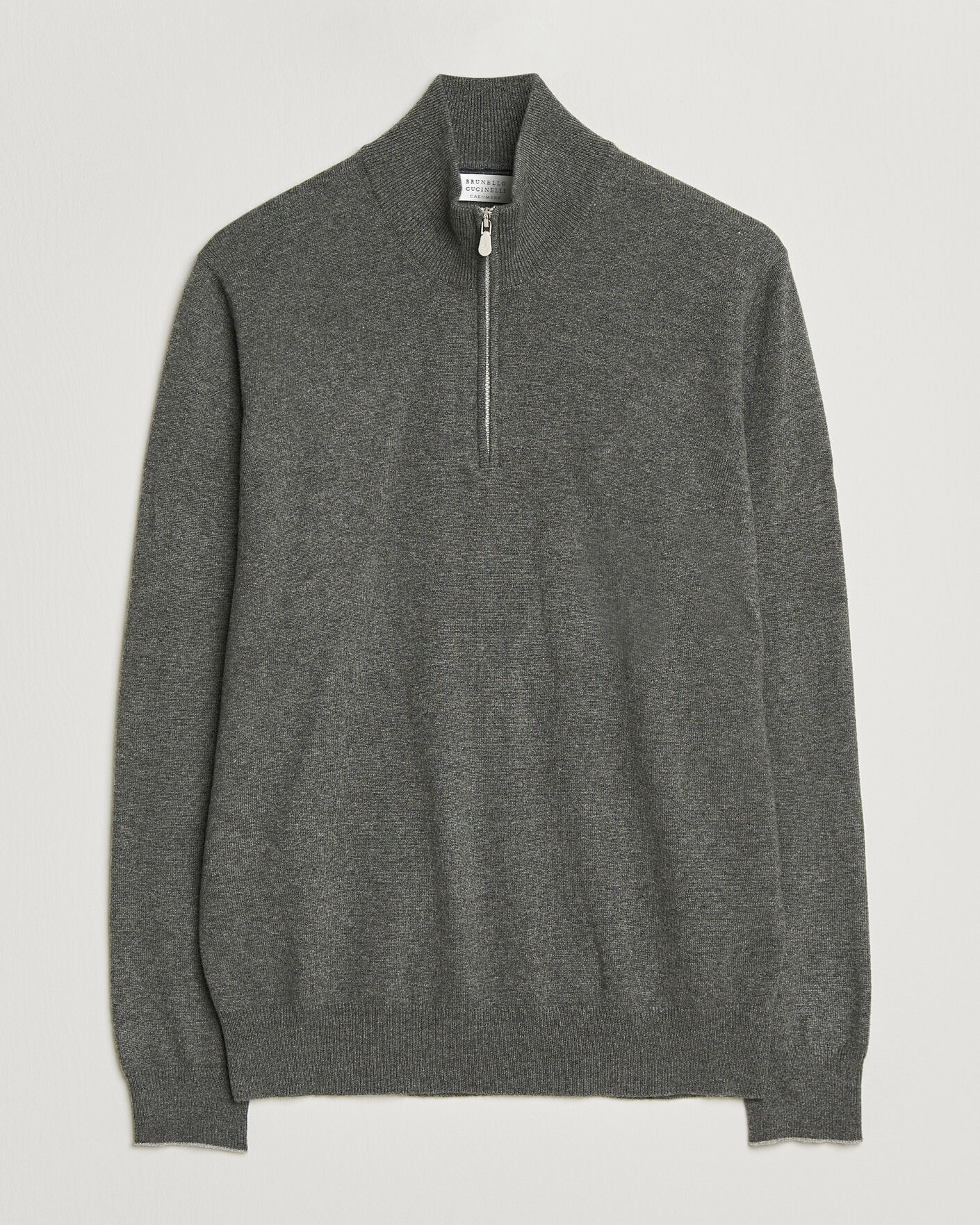 Herre | Trøjer | Brunello Cucinelli | 2 Ply Cashmere Half Zip Forest Green