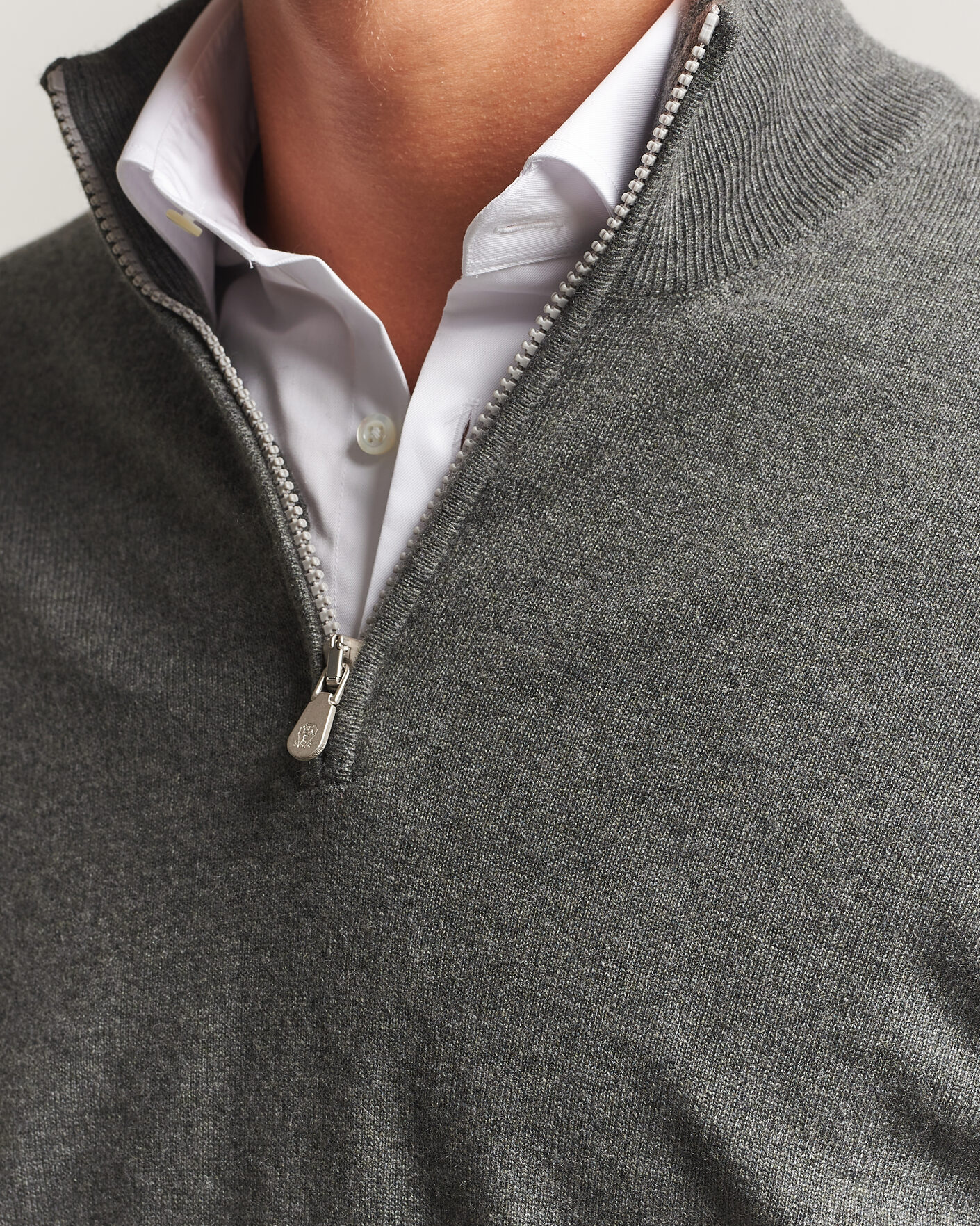 Herre | Trøjer | Brunello Cucinelli | 2 Ply Cashmere Half Zip Forest Green