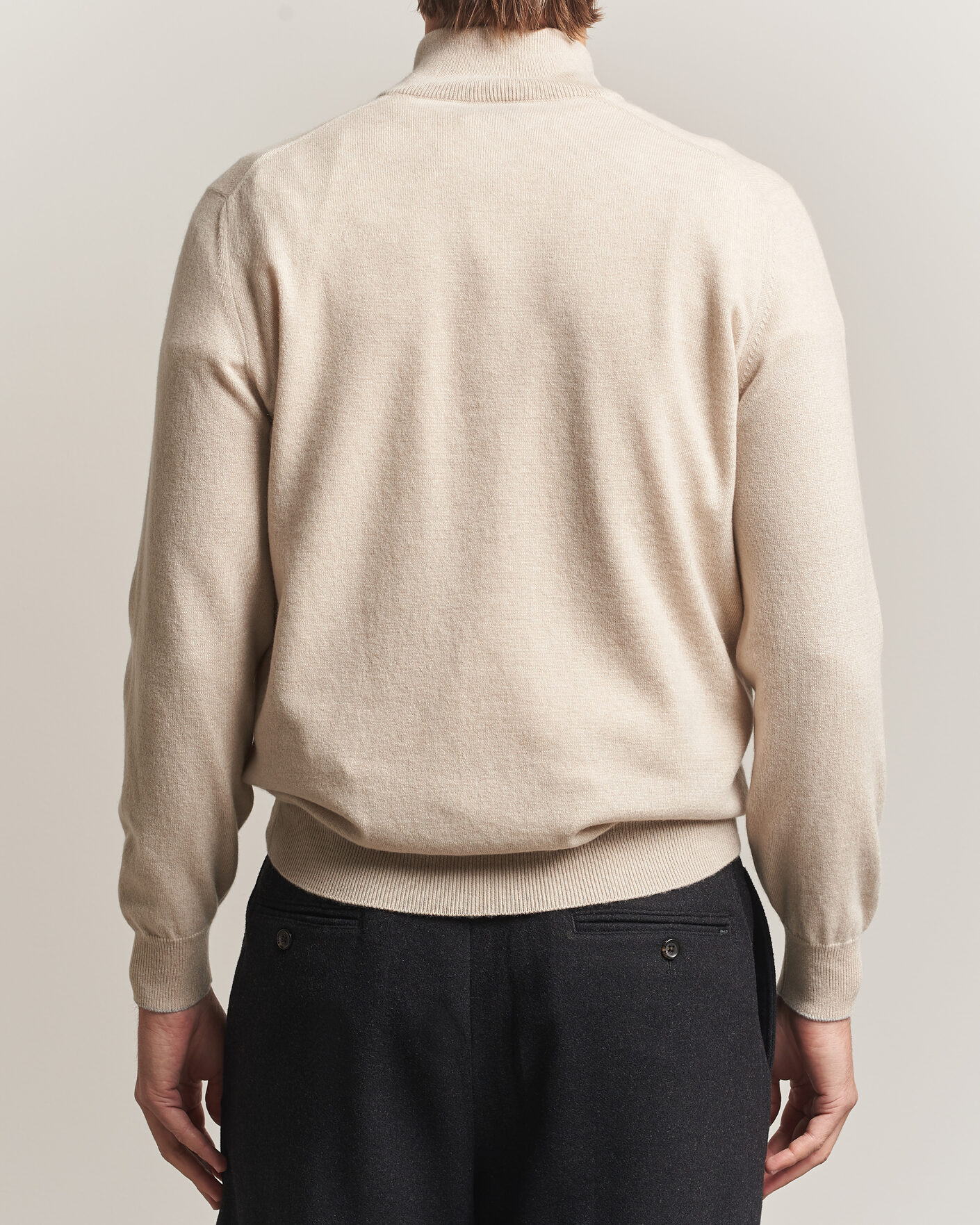 Herre | Trøjer | Brunello Cucinelli | 2 Ply Cashmere Half Zip Sand