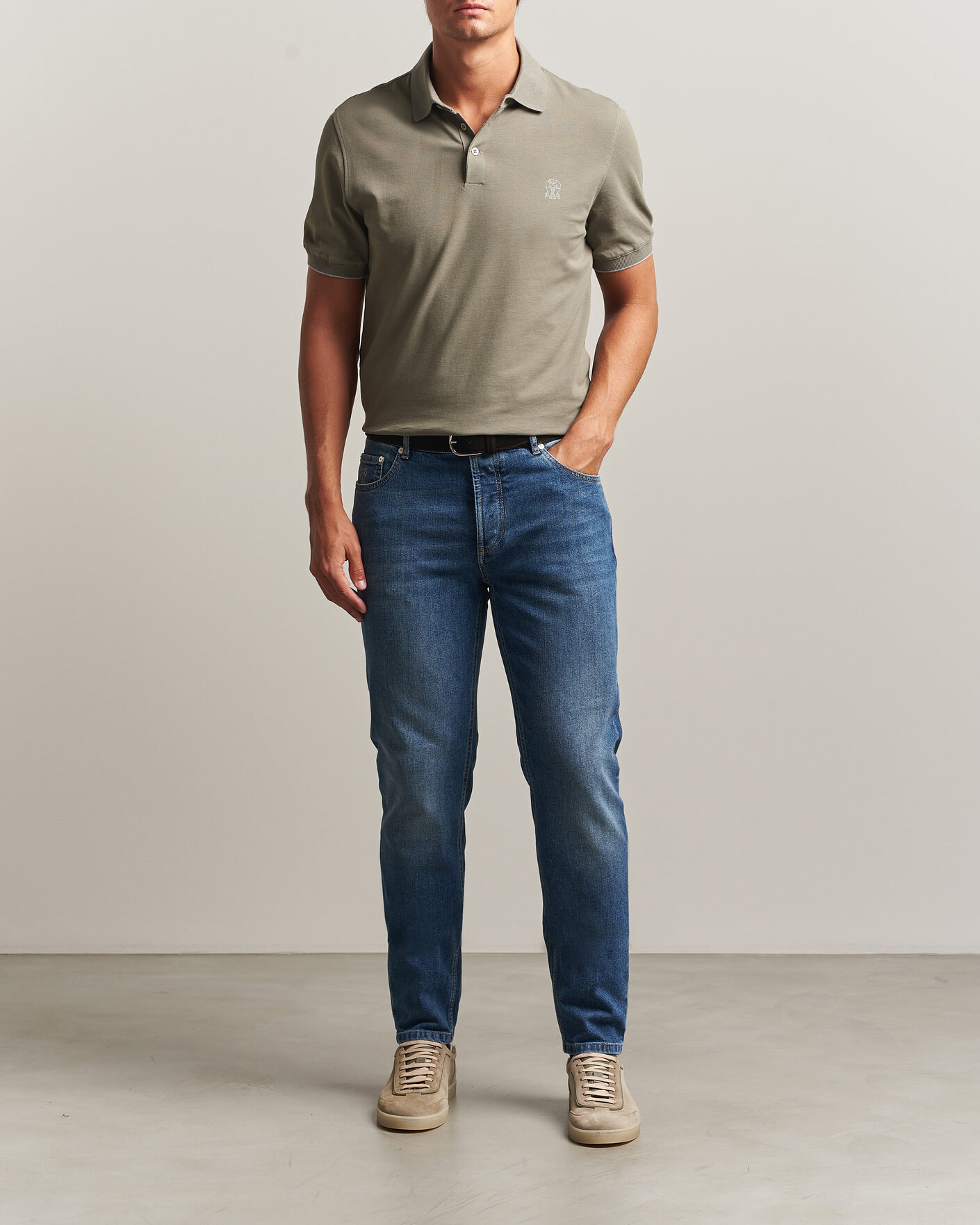 Herre | Polotrøjer | Brunello Cucinelli | Short Sleeve Logo Polo Olive