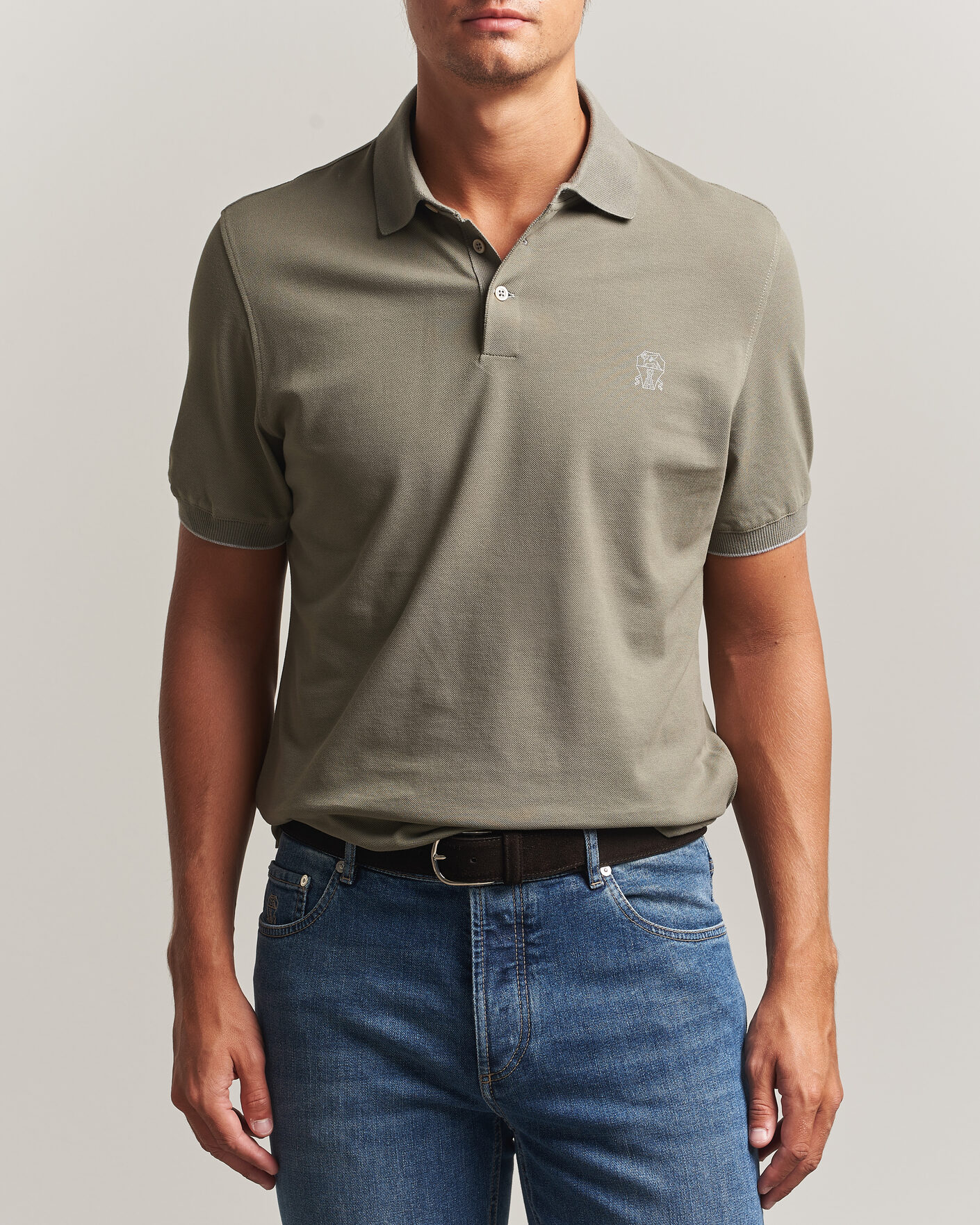 Herre | Polotrøjer | Brunello Cucinelli | Short Sleeve Logo Polo Olive
