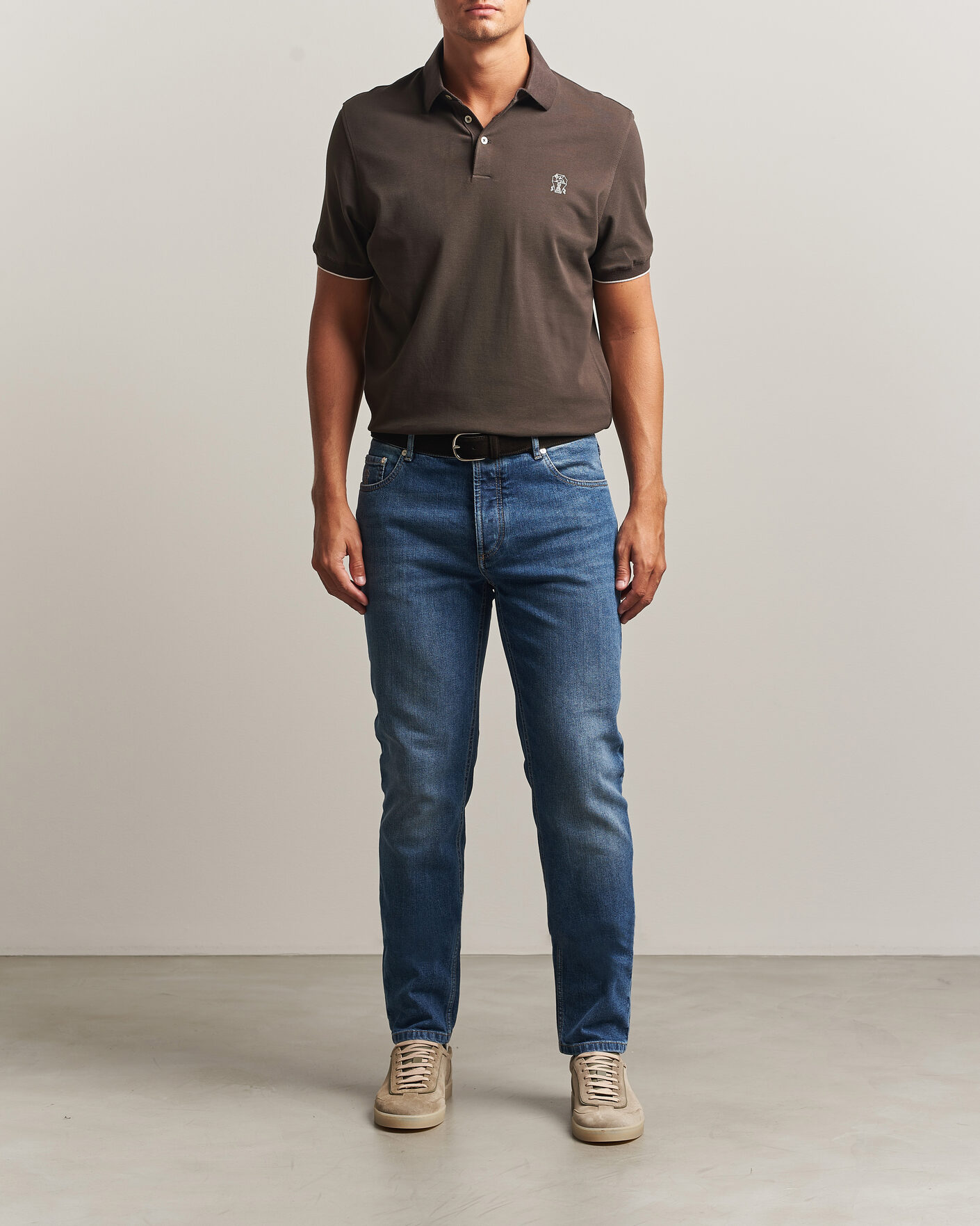 Herre | Polotrøjer | Brunello Cucinelli | Short Sleeve Logo Polo Dark Brown