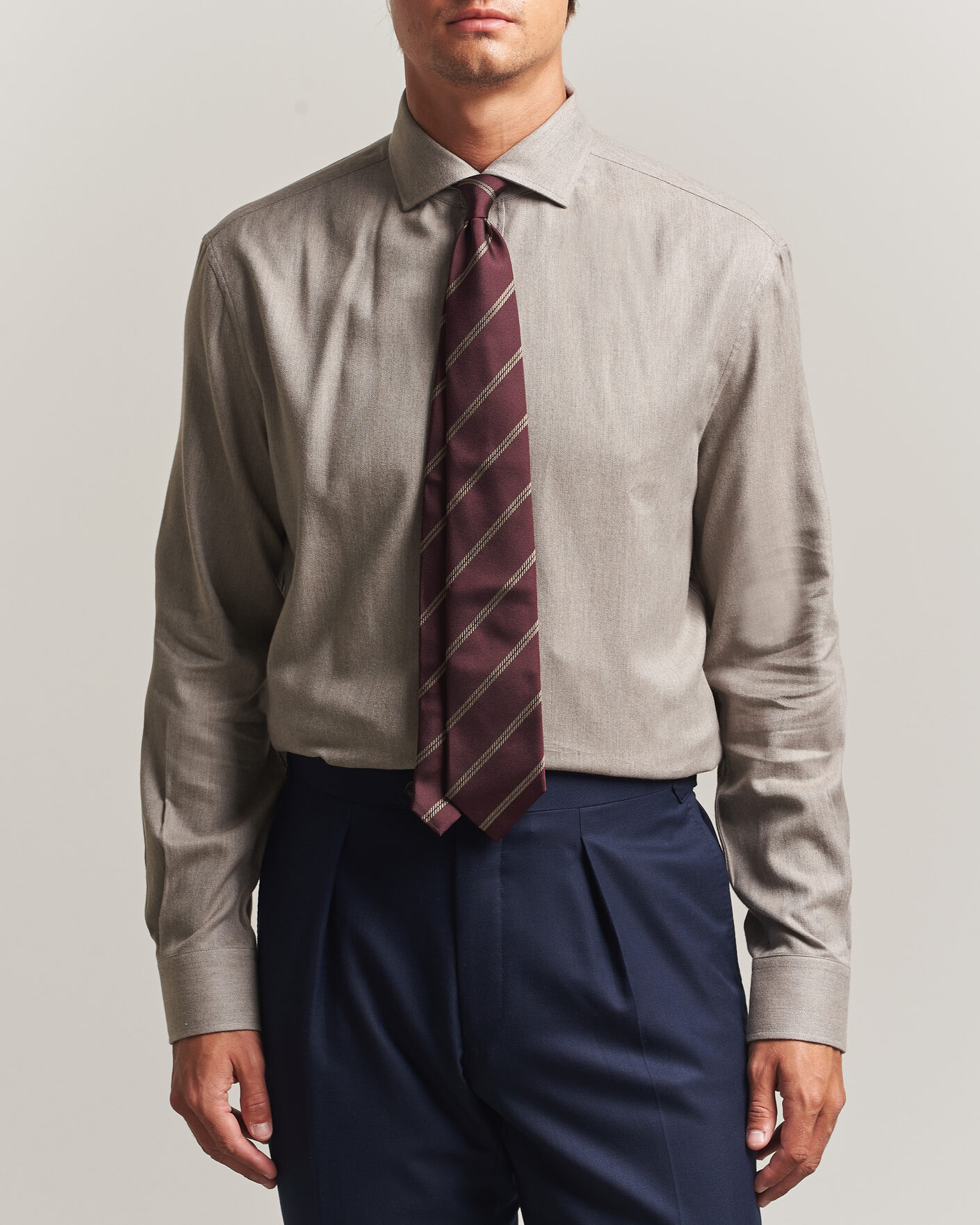 Herre | Skjorter | Brunello Cucinelli | Cotton Flannel Shirt Granite
