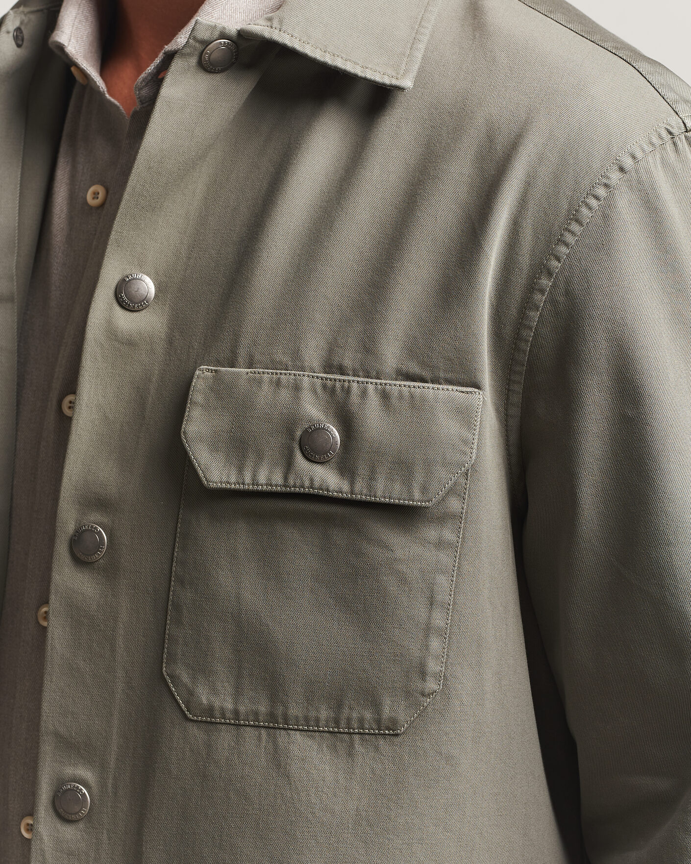 Herre | Skjorter | Brunello Cucinelli | Twill Cotton Overshirt Olive