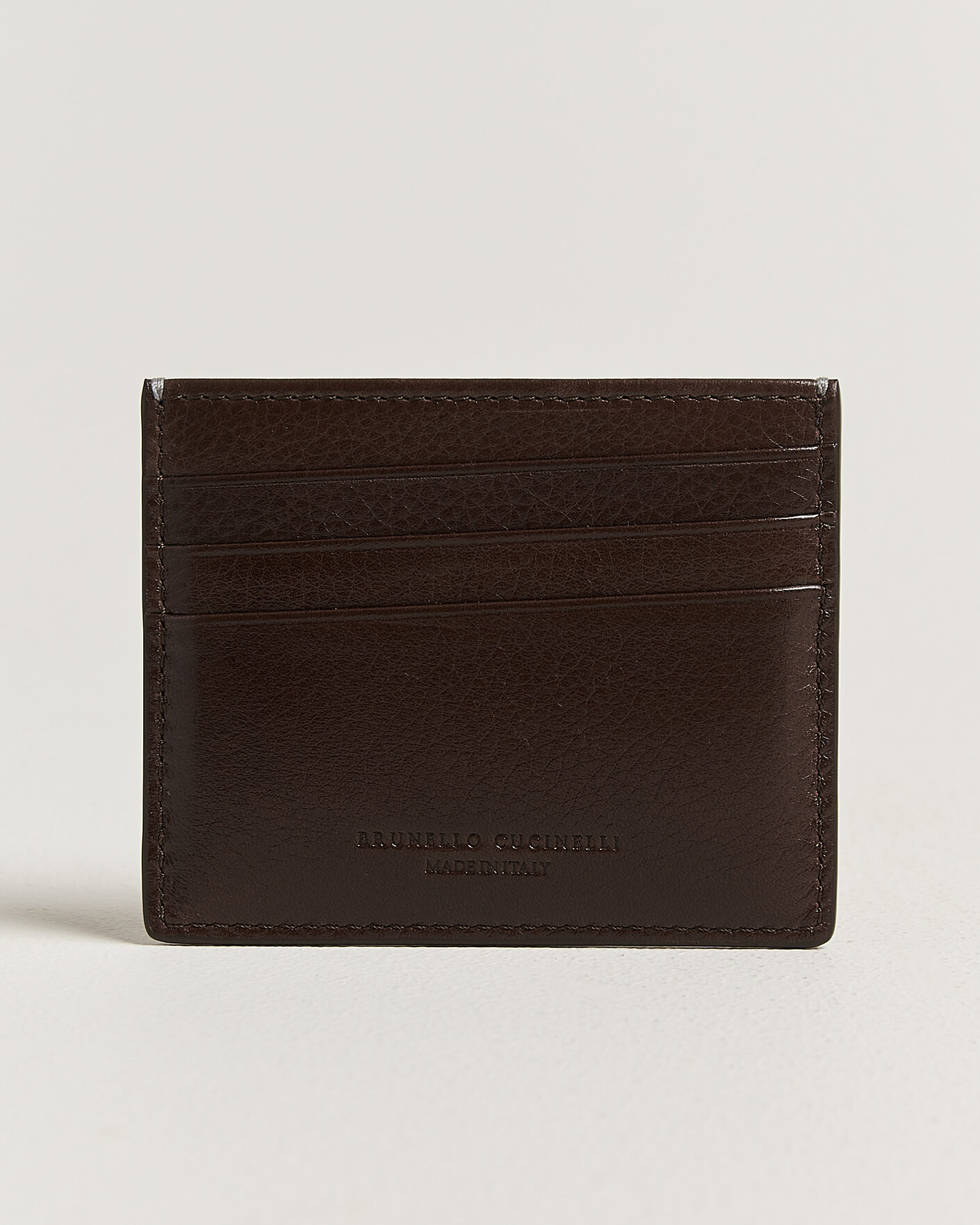 Herre | Punge | Brunello Cucinelli | Grain Leather Card Holder Dark Brown