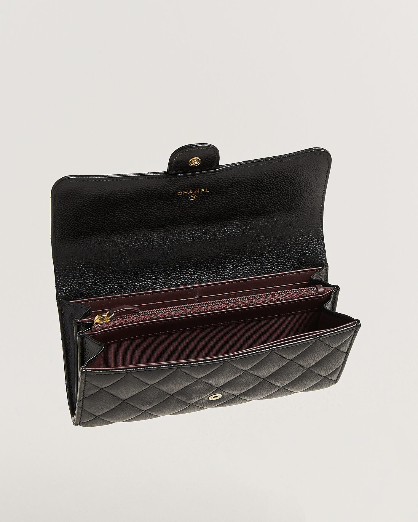 Herre | Pre-Owned & Vintage Bags | Chanel Pre-Owned | Classic Long Flap Wallet Caviar Leather Black