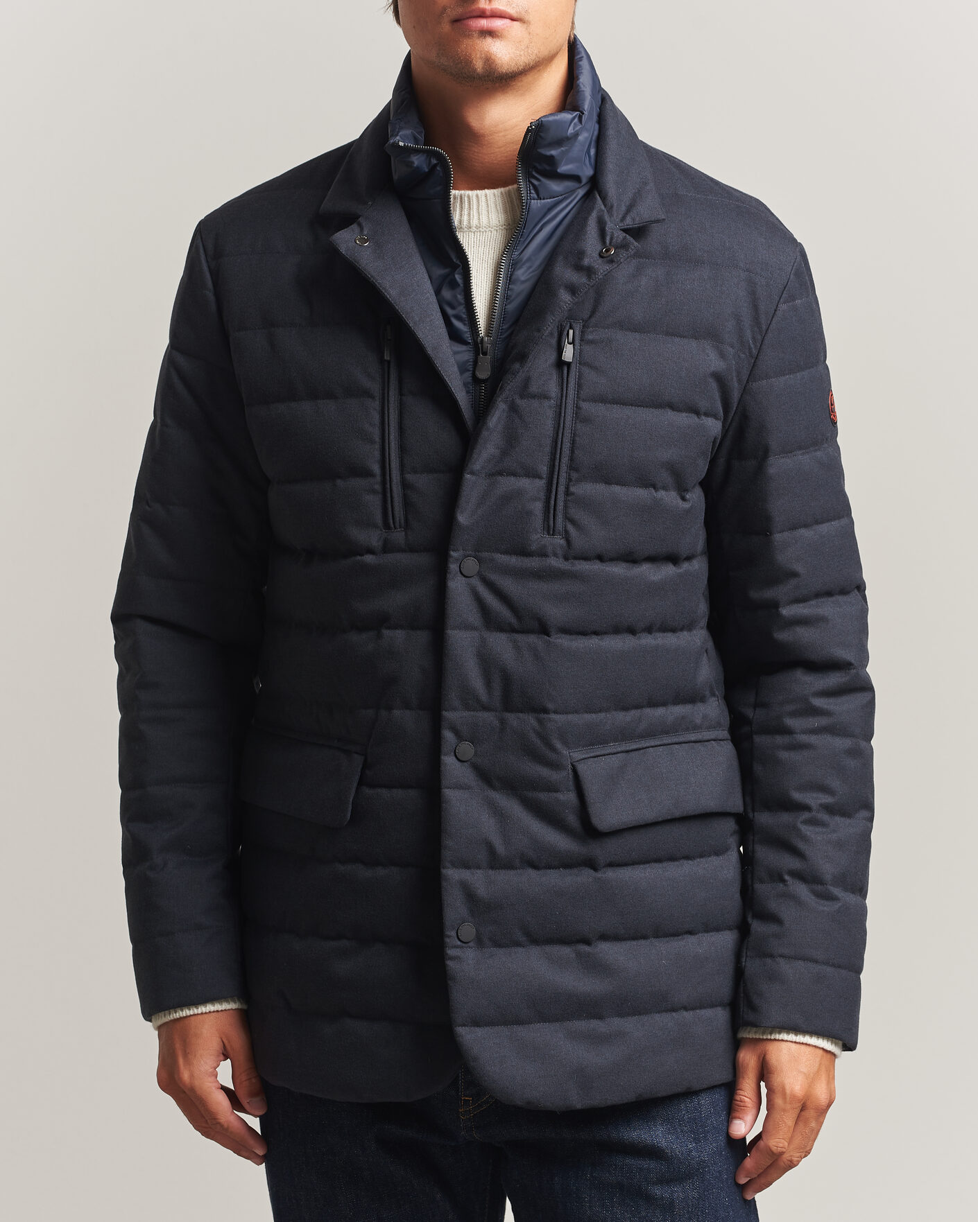 Herre | Jakker | Save The Duck | Felipe Padded Flannel Jacket Navy Blue
