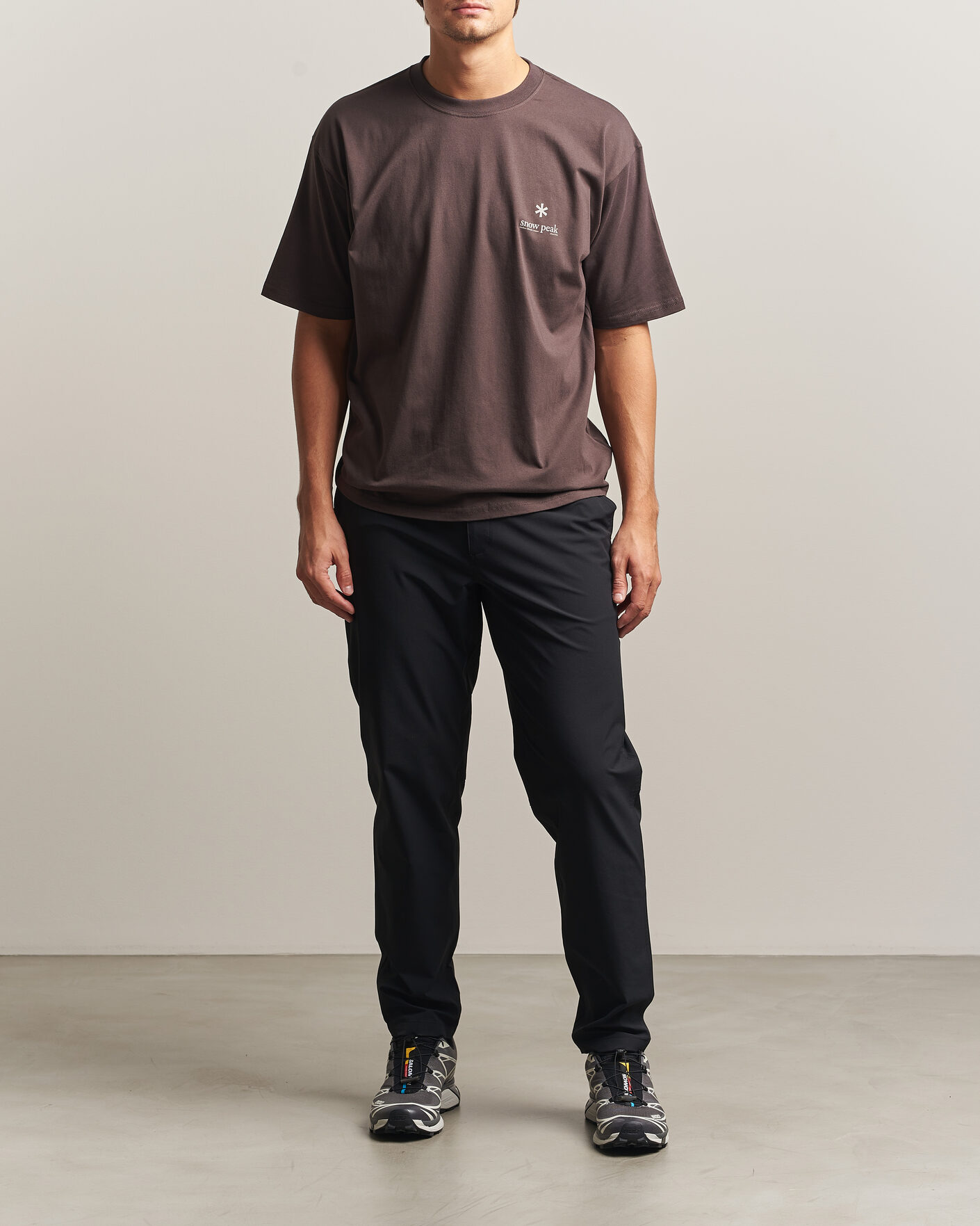 Herre | T-Shirts | Snow Peak | Soft Cotton Relaxed Logo T-Shirt Brown