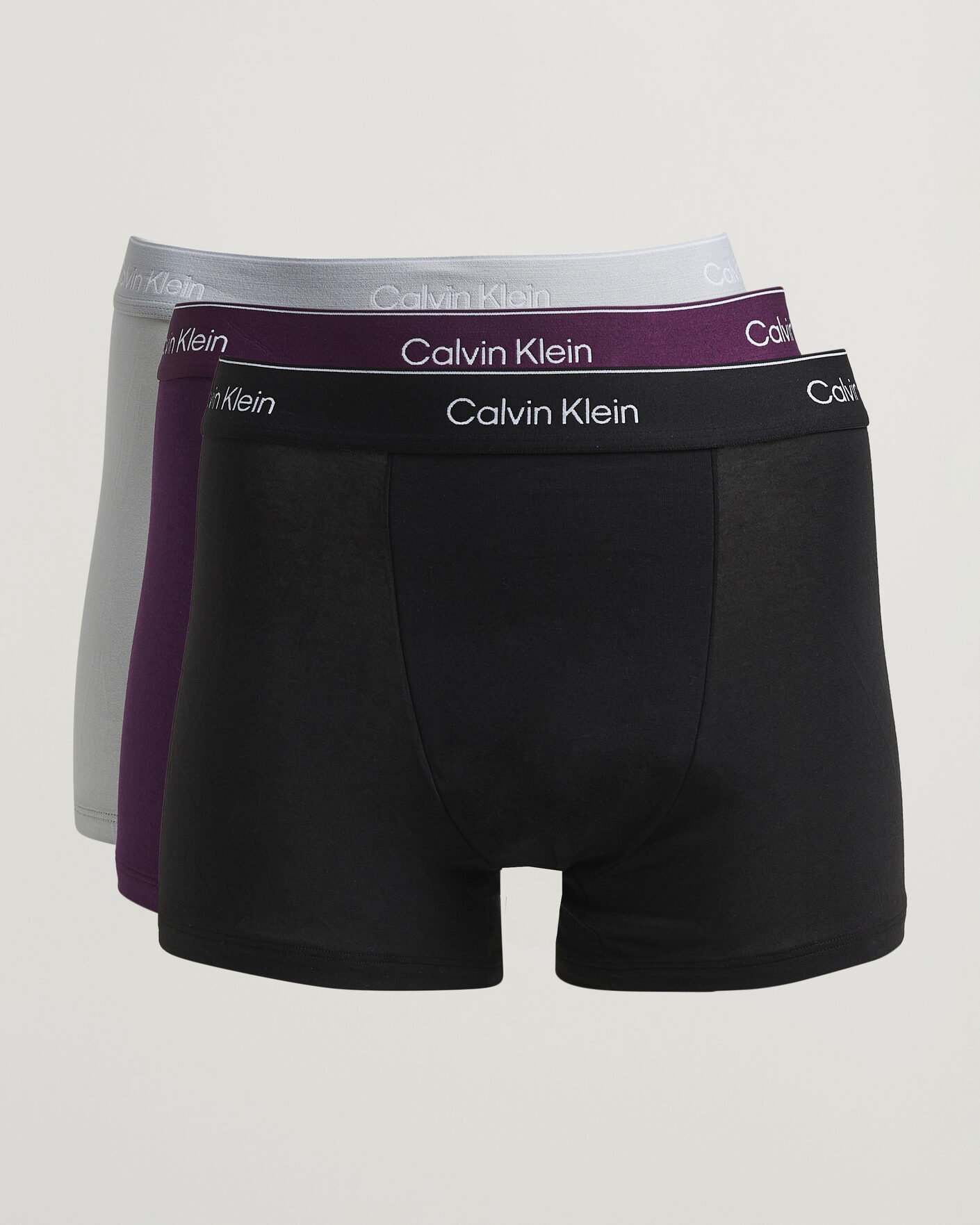 Herre | Undertøj | Calvin Klein | 3-Pack Icon Cotton Stretch Relaxed Trunk Black/Grey/Purple