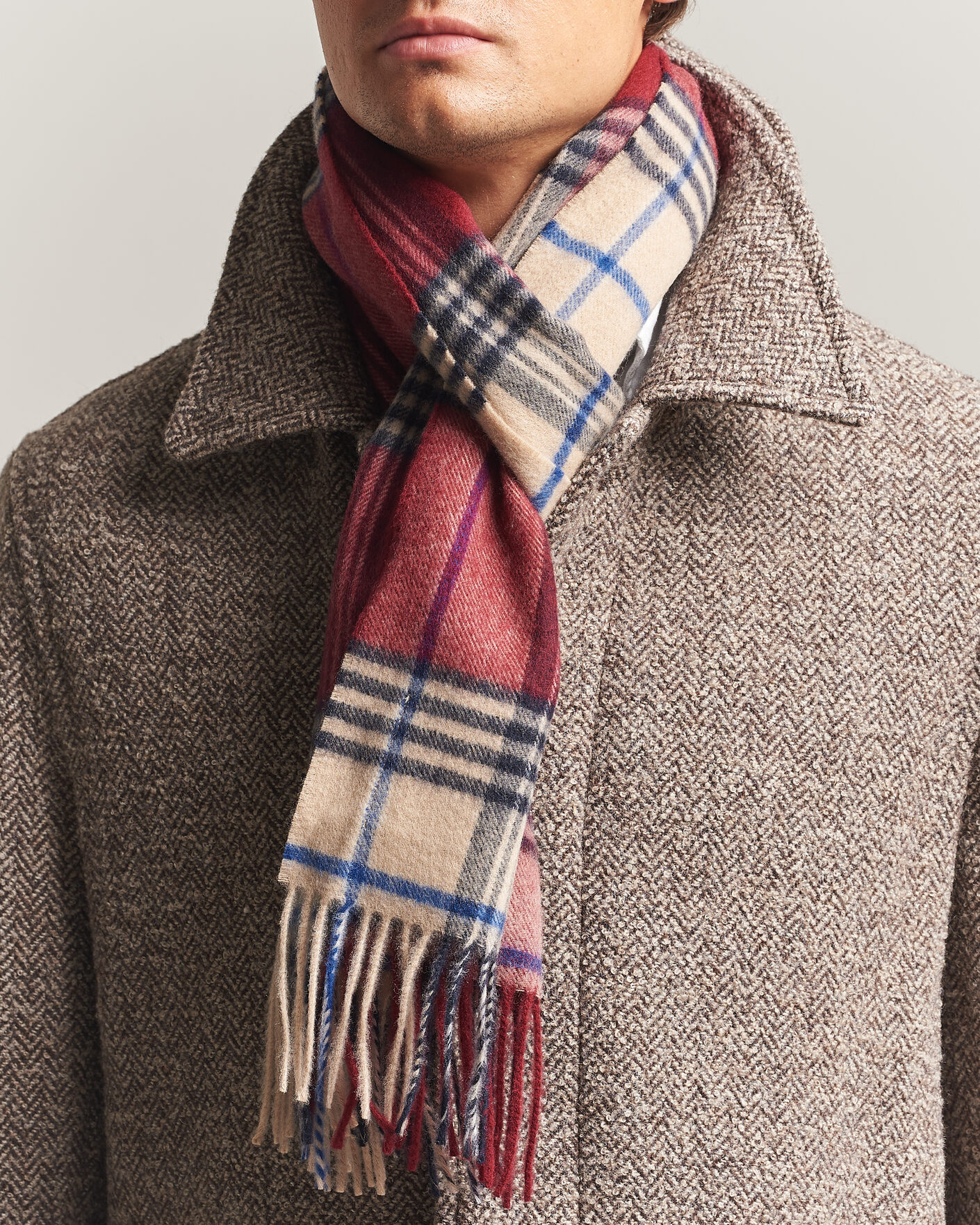 Herre | Halstørklæder | Gant | Checked Wool Scarf Plumped Red