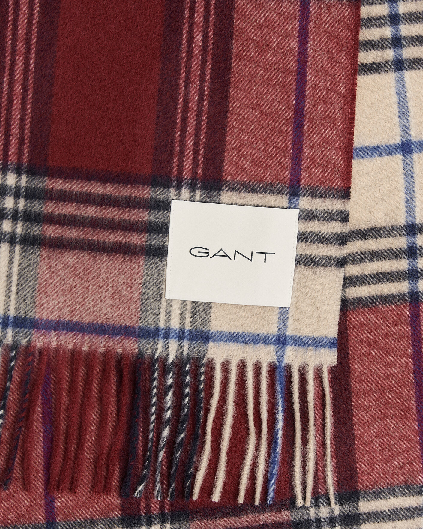 Herre | Halstørklæder | Gant | Checked Wool Scarf Plumped Red