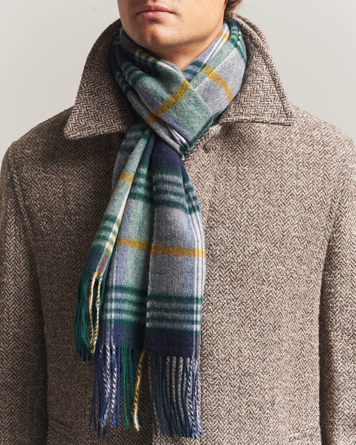 Herre | Halstørklæder | Gant | Checked Wool Scarf Marine